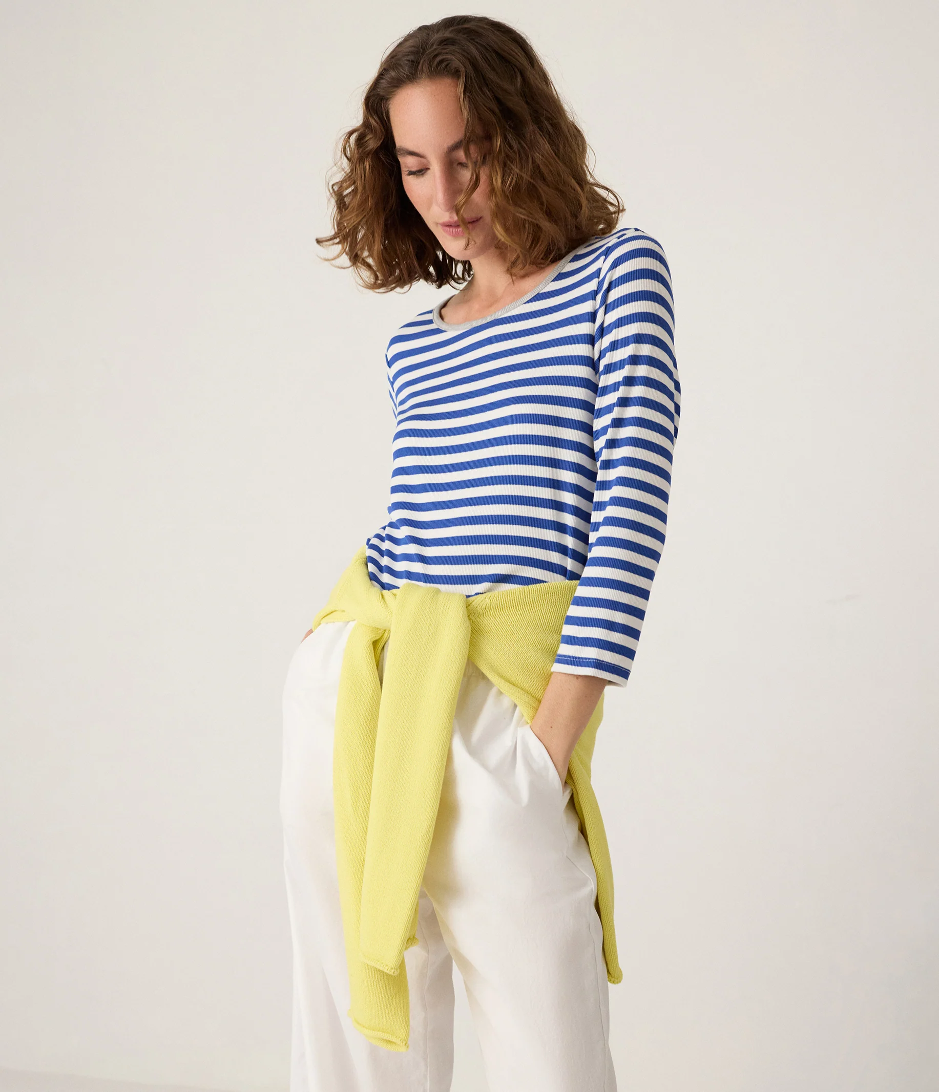 Amelee Striped Ribbed Boat Neck Tee - Image 7