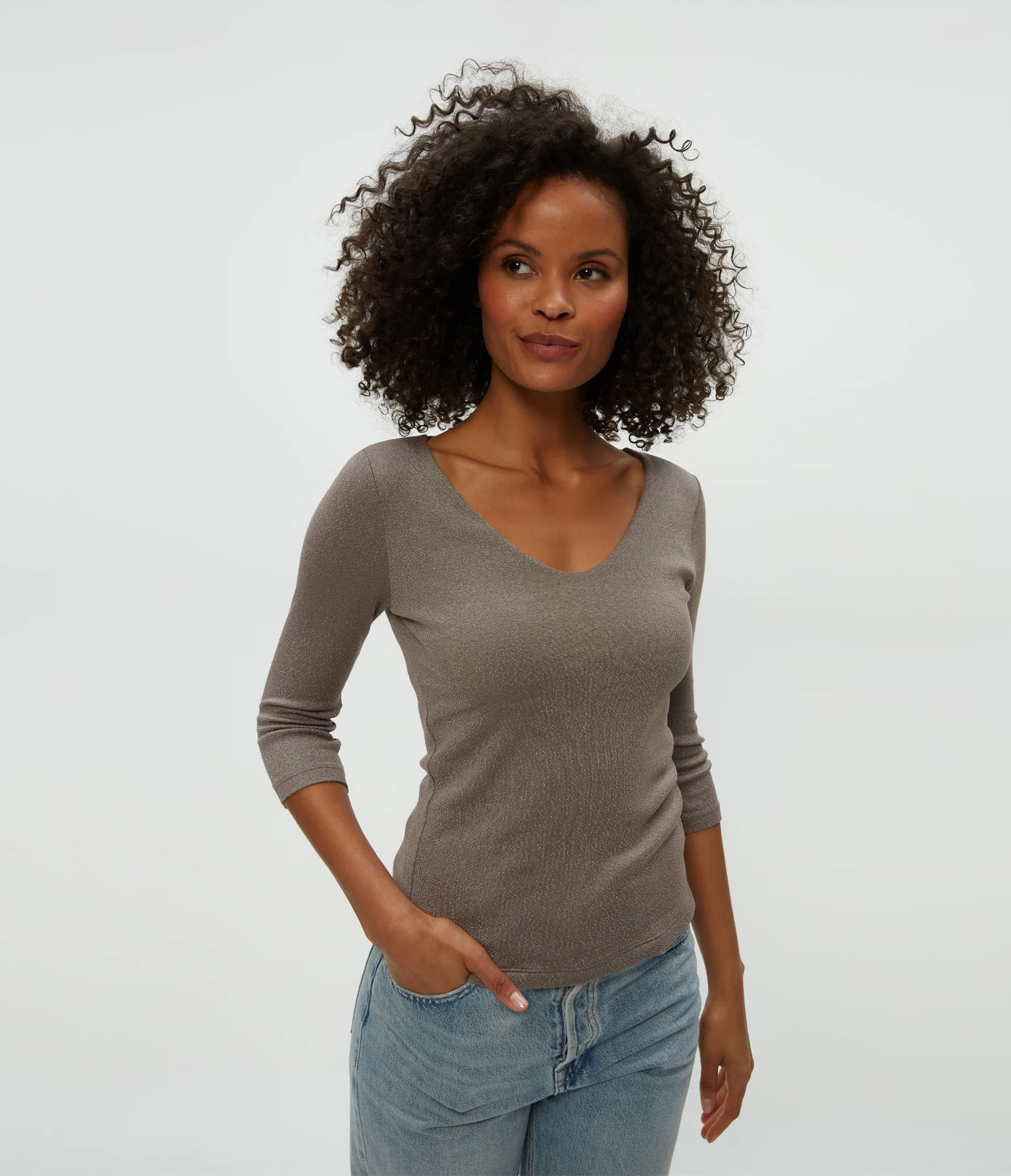 Angelina Shine V-Neck Tee - Image 9