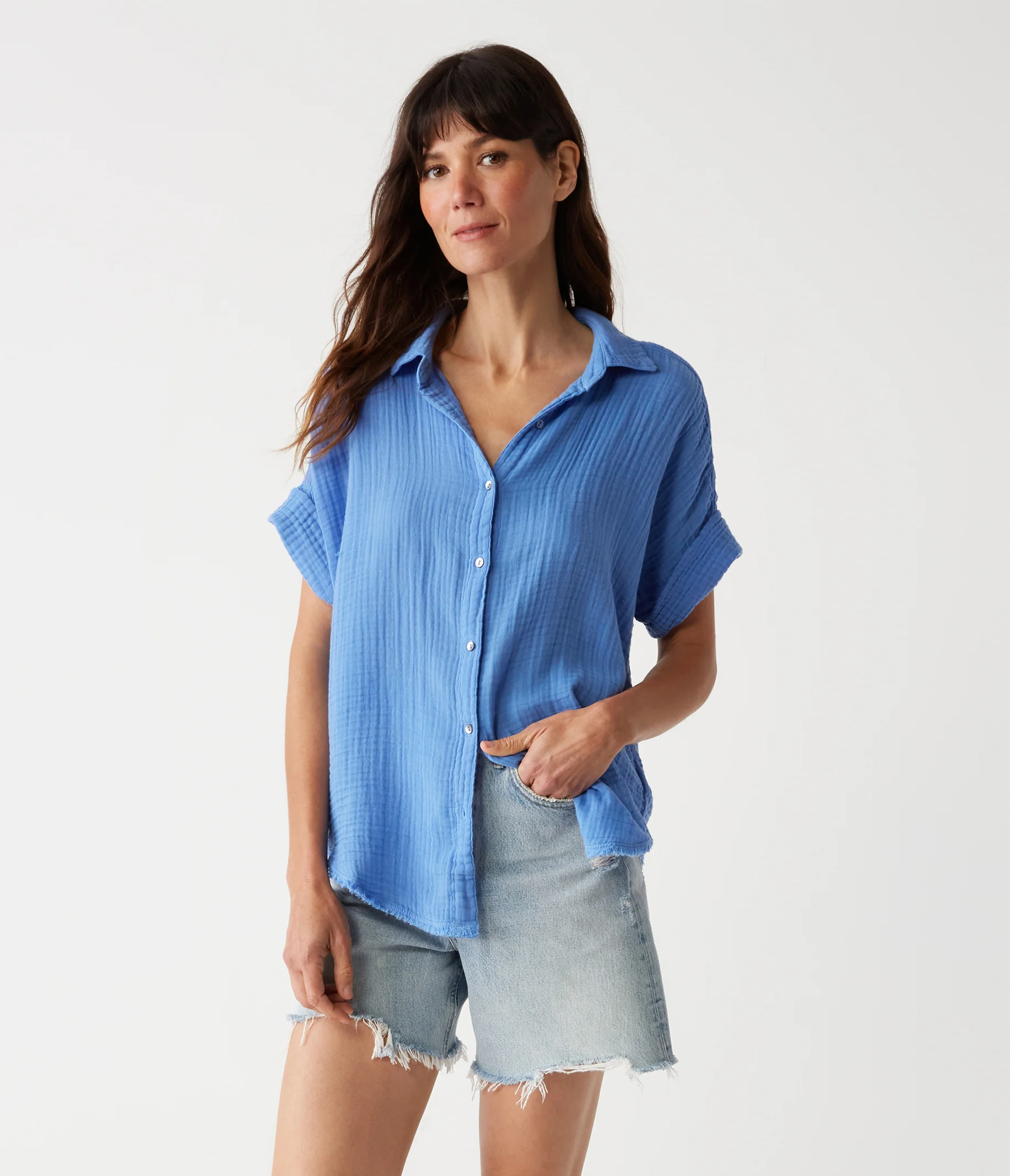 Bailey Gauze Button Down Shirt - Image 126
