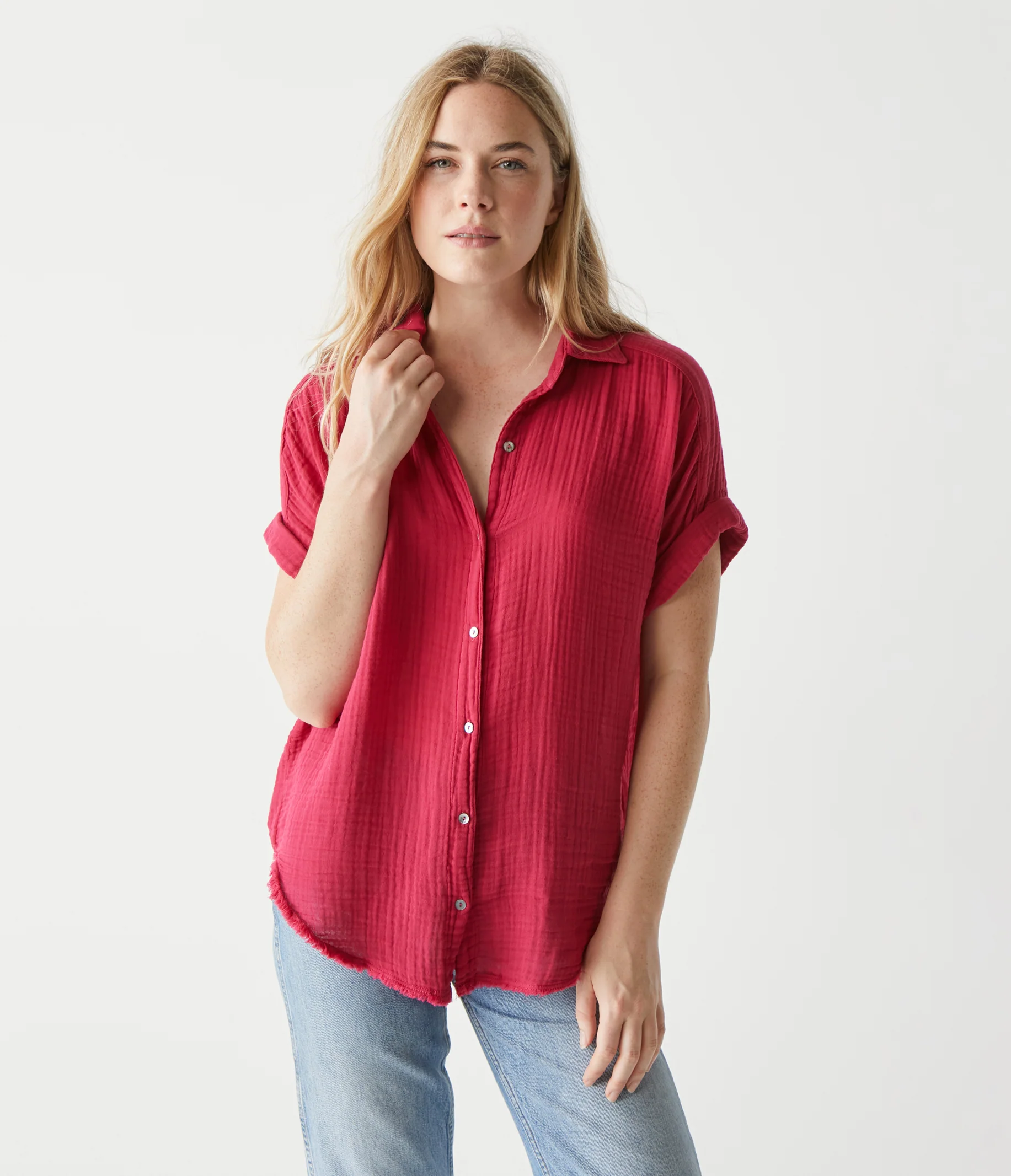Bailey Gauze Button Down Shirt - Image 92