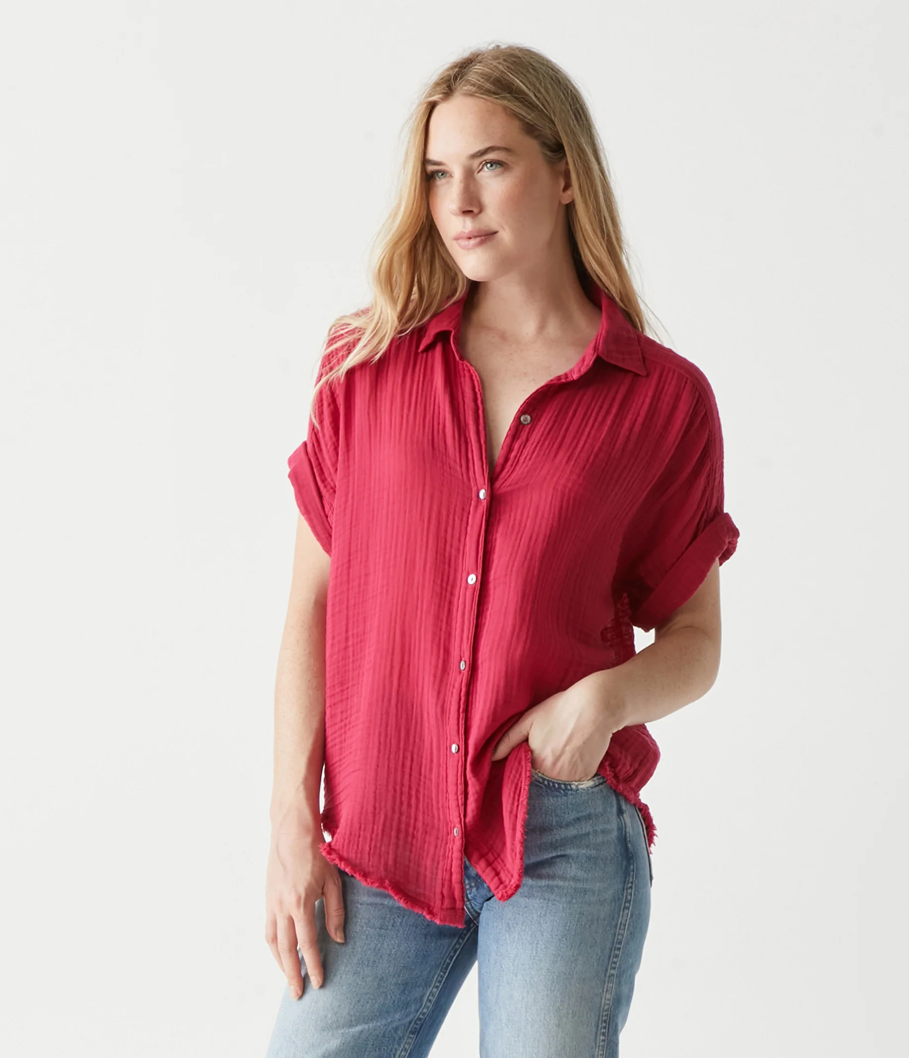 Bailey Gauze Button Down Shirt - Image 93