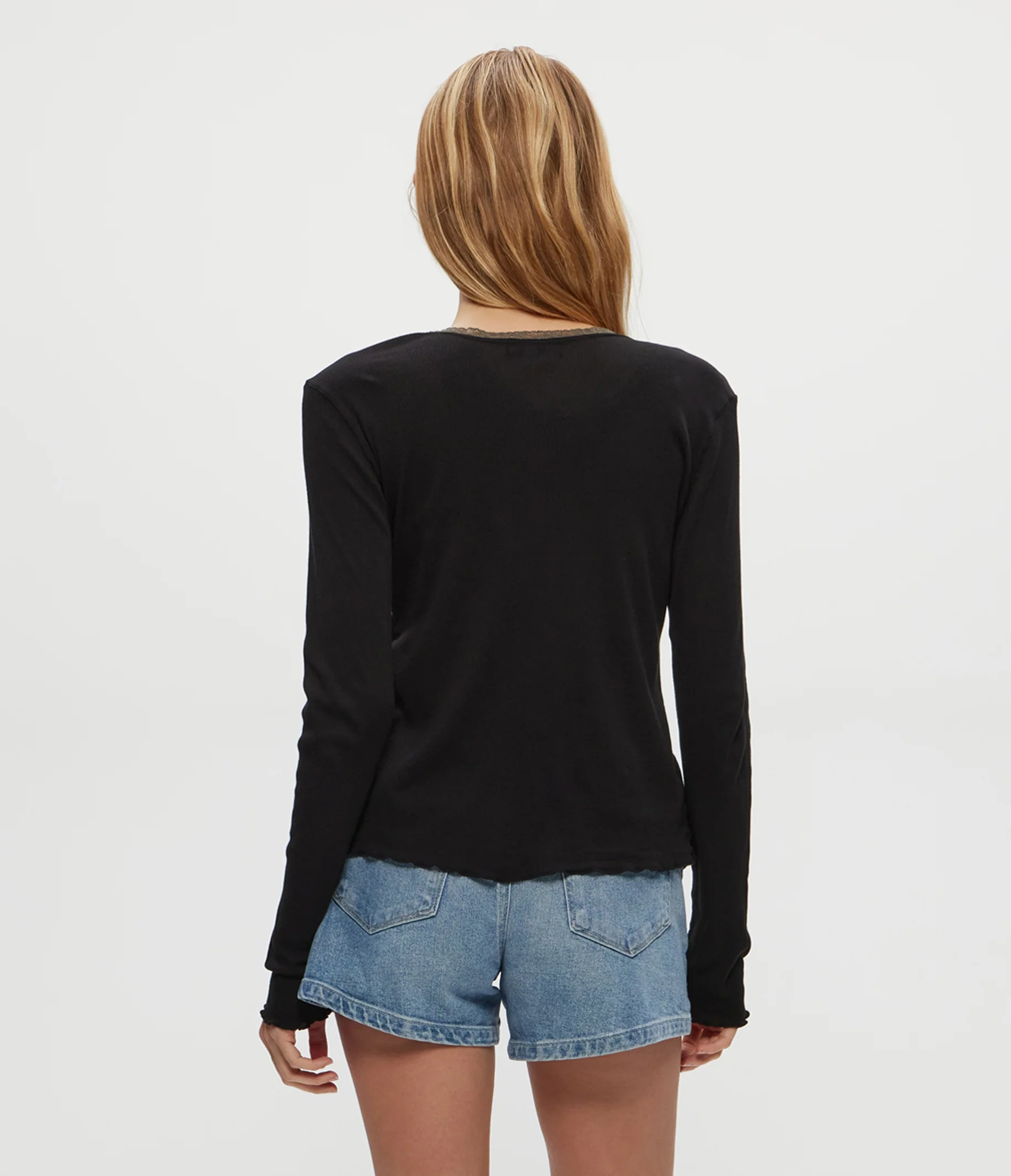 Beatrice Supima Rib Lace V-Neck Cardigan - Image 16