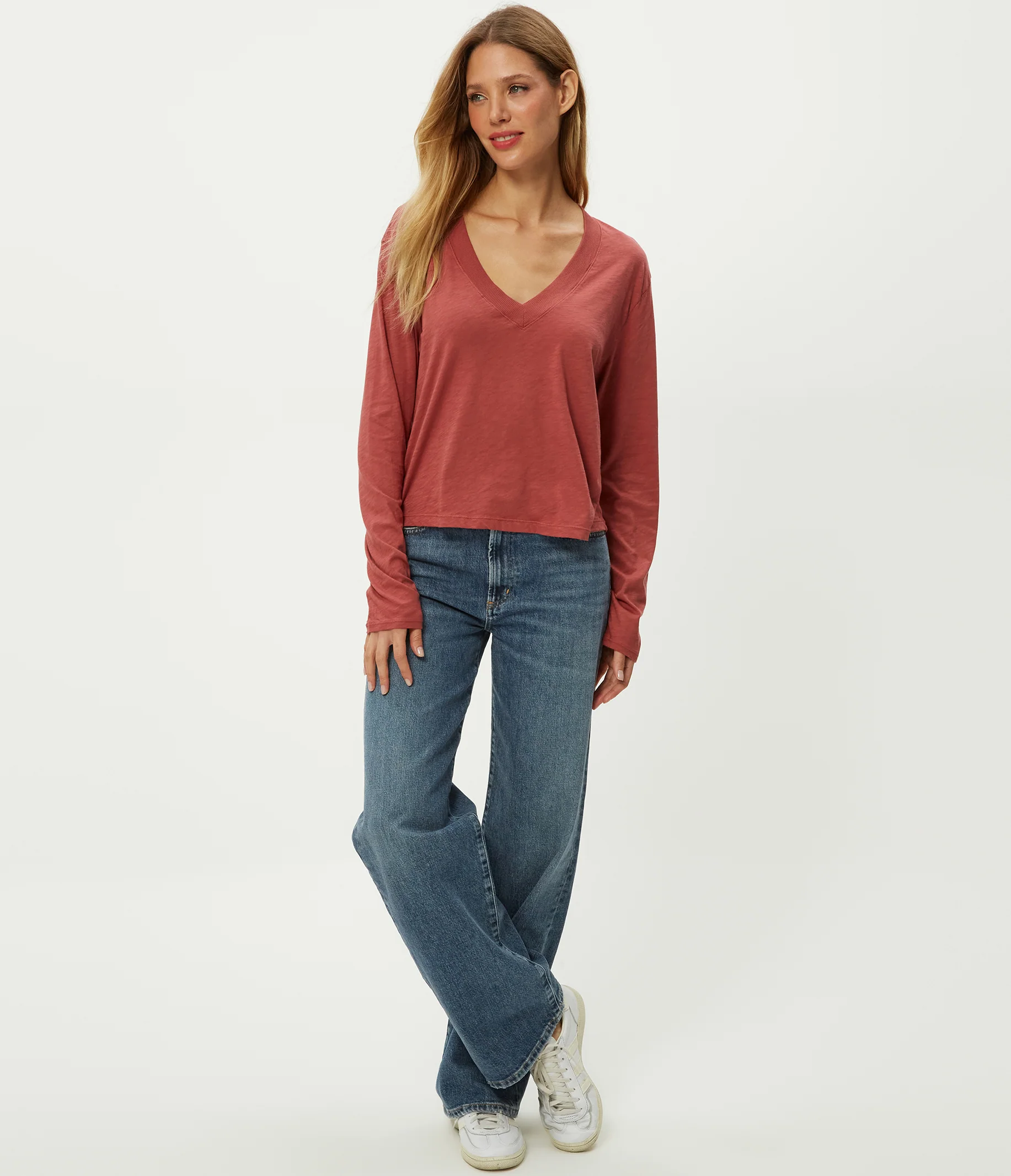 Brea Cropped V-Neck Tee - Image 6
