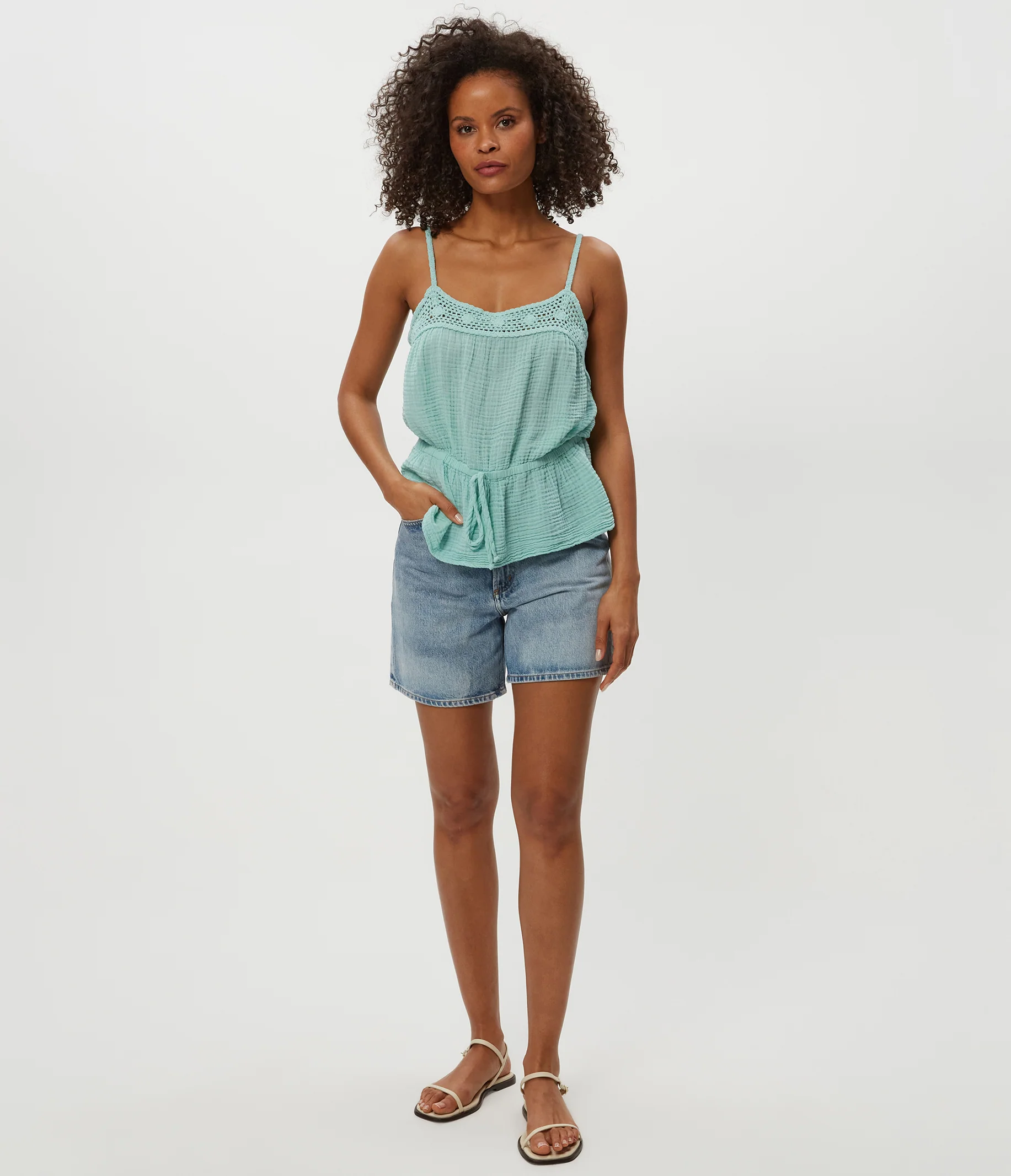 Dahlia Crochet Trim Waist Tie Tank - Image 10