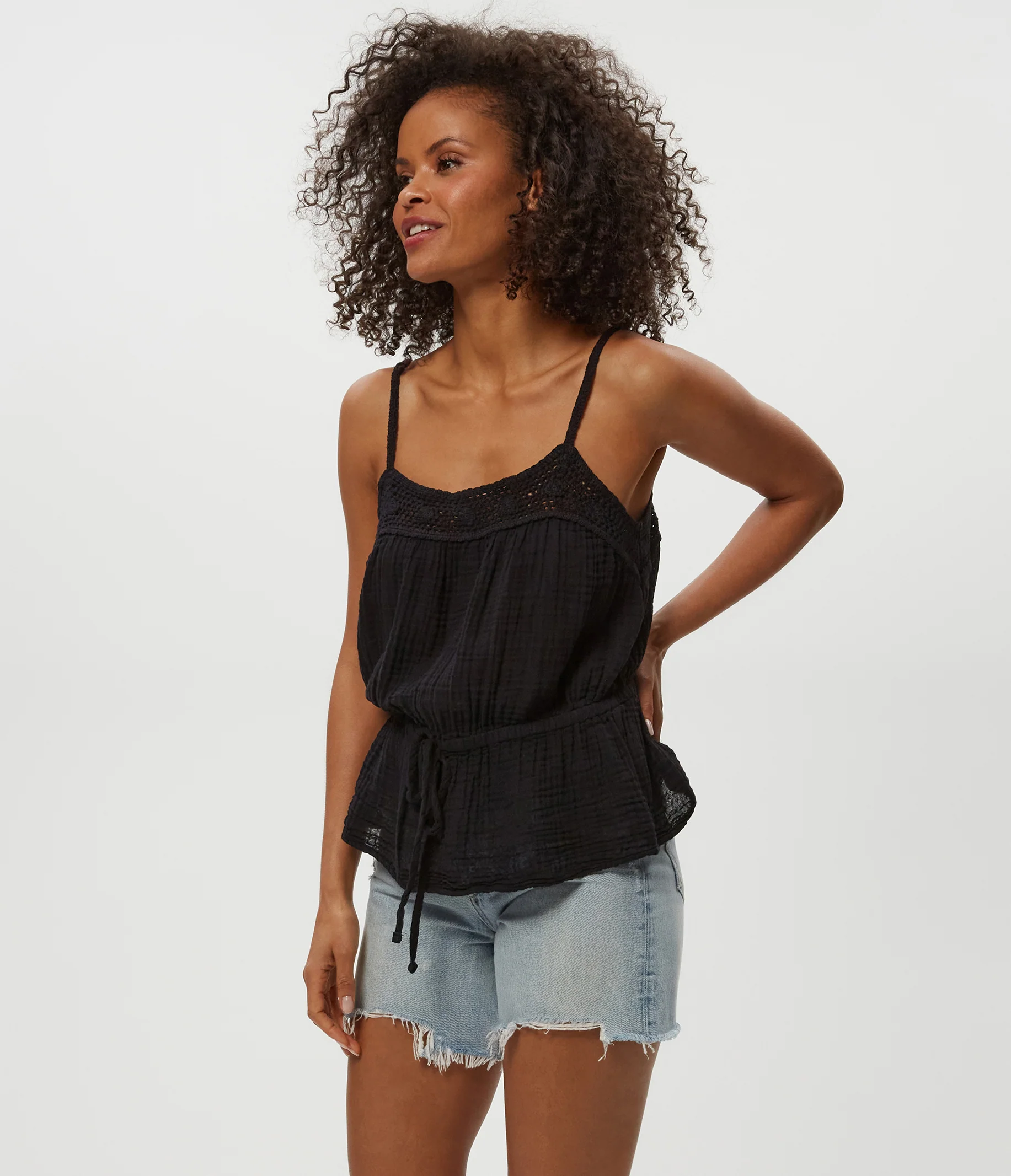 Dahlia Crochet Trim Waist Tie Tank - Image 7