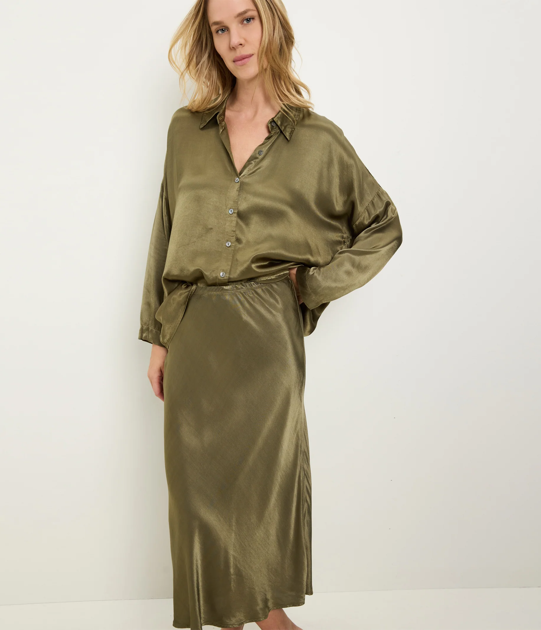Devin Satin Button Down