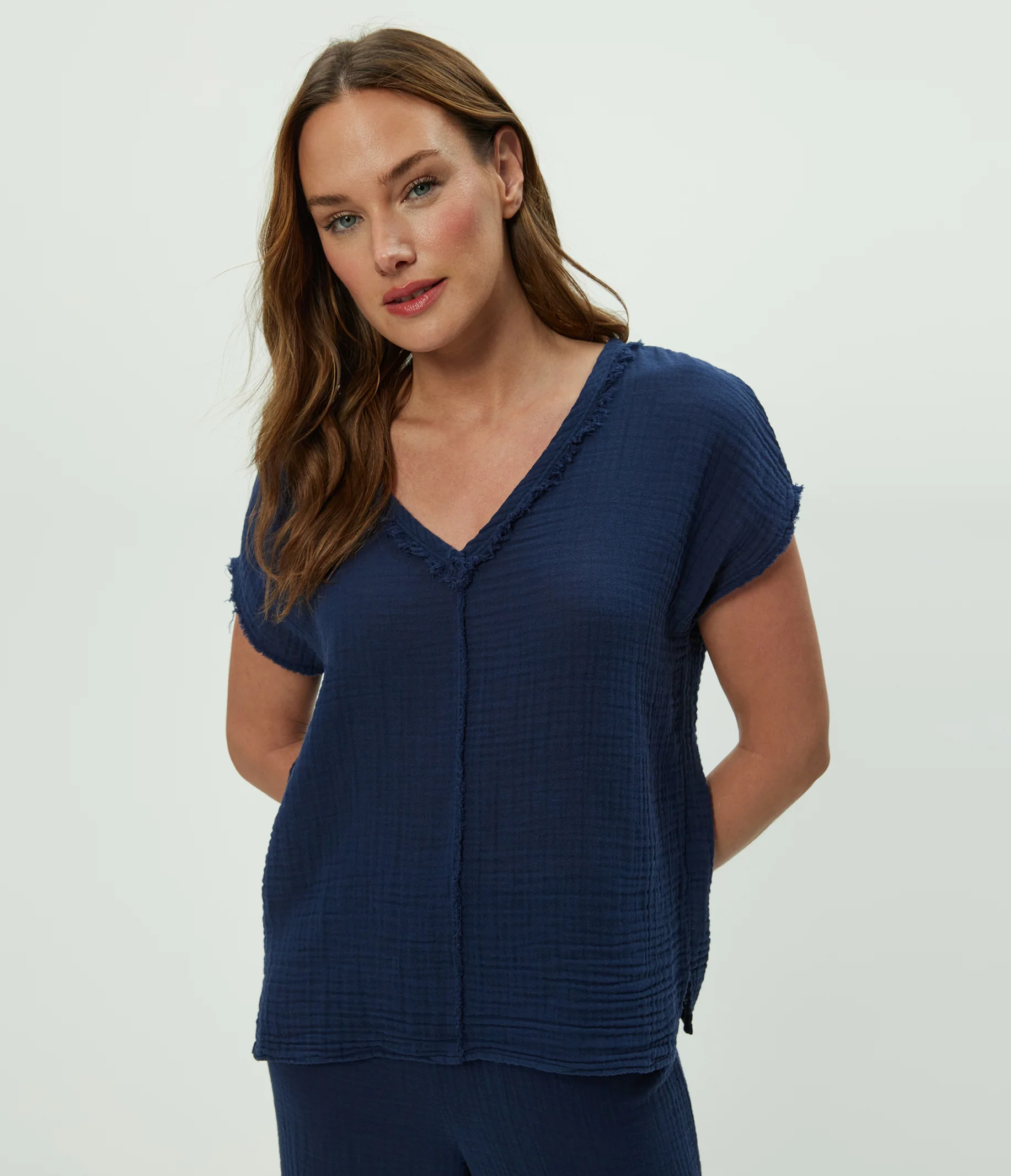 Draya Gauze V-Neck Top - Image 111