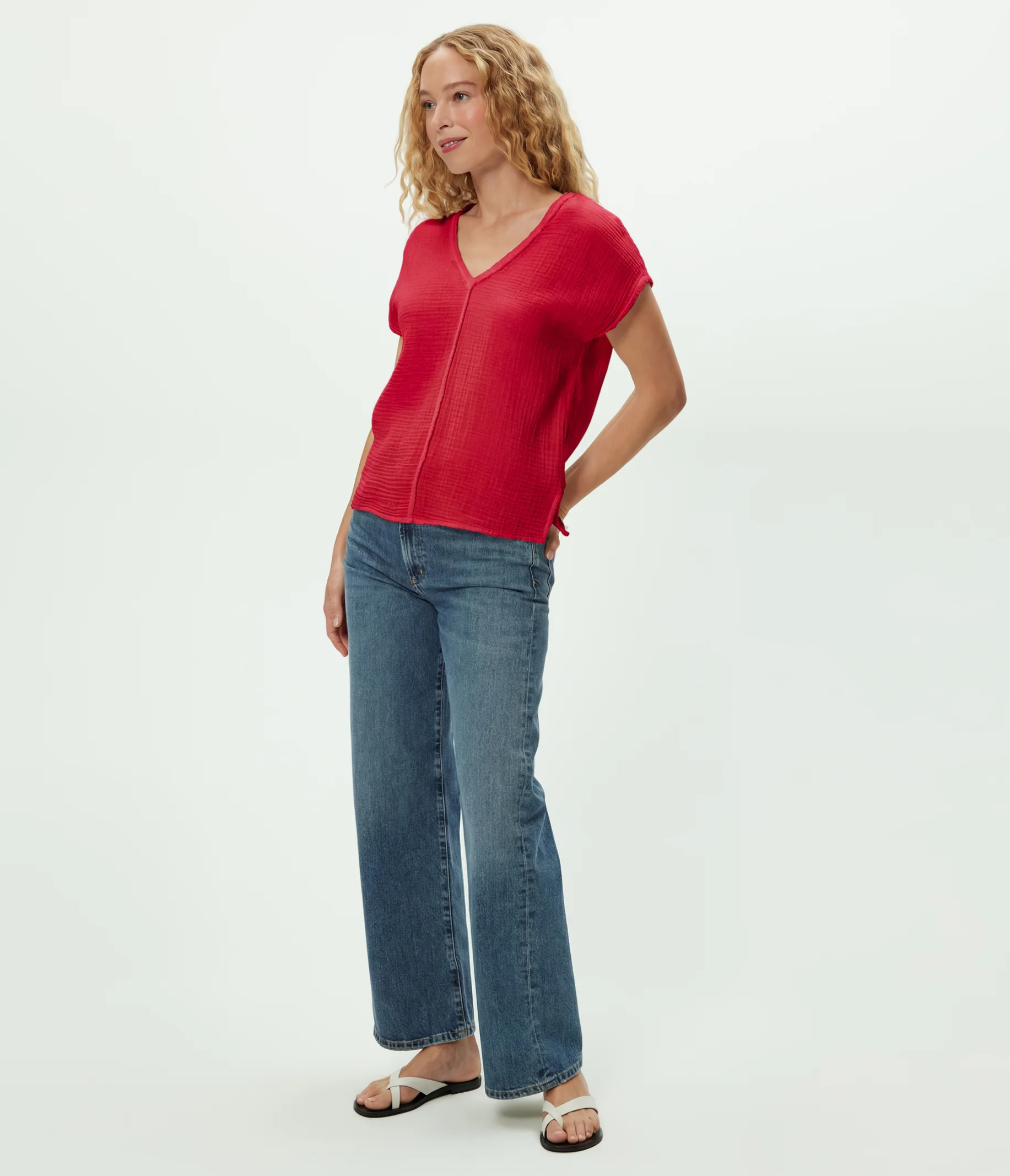 Draya Gauze V-Neck Top - Image 118