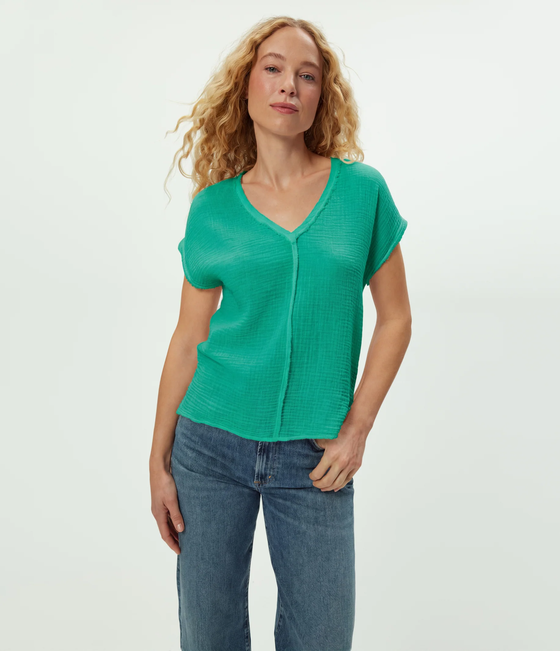 Draya Gauze V-Neck Top - Image 132