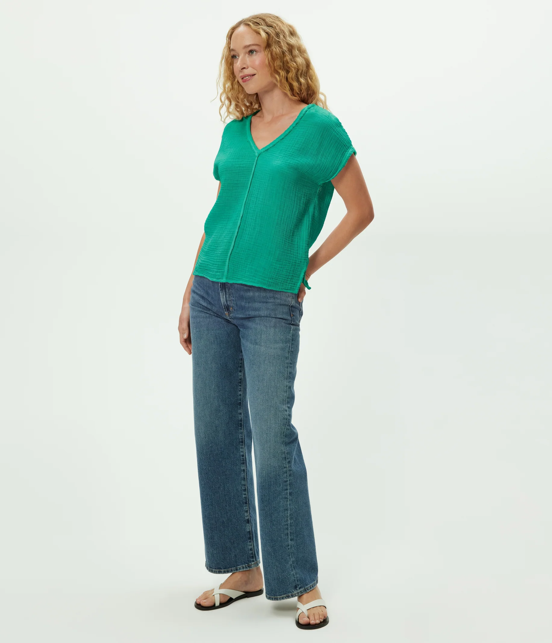 Draya Gauze V-Neck Top - Image 133