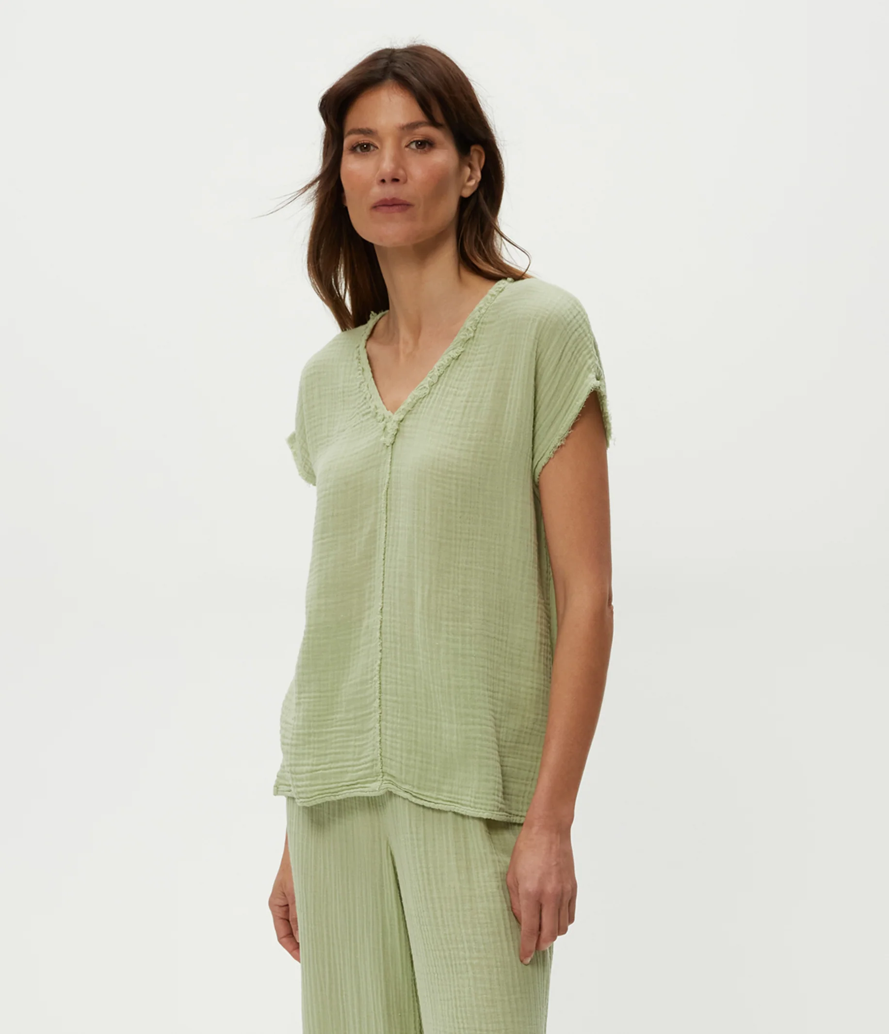 Draya Gauze V-Neck Top - Image 18