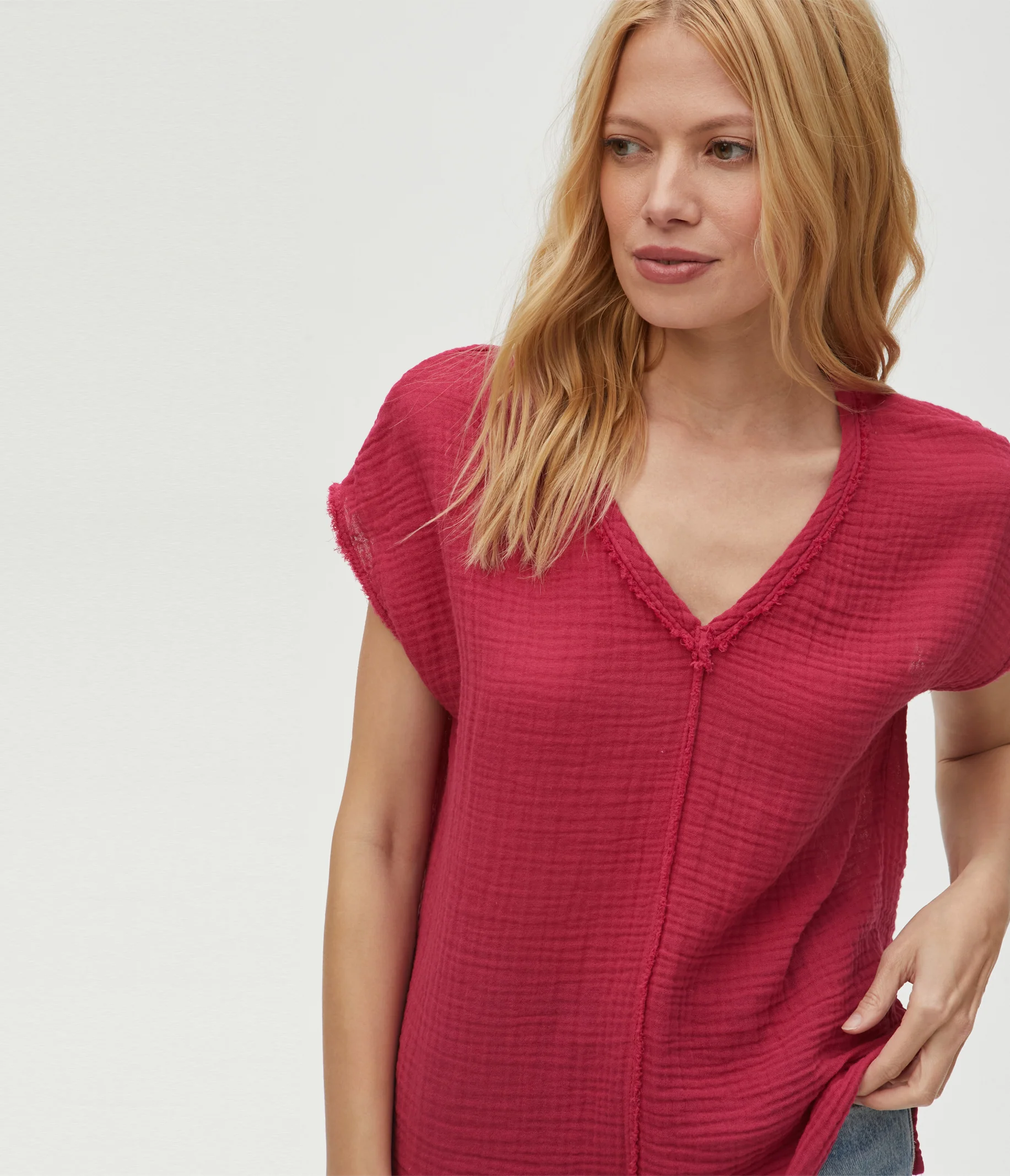 Draya Gauze V-Neck Top - Image 52