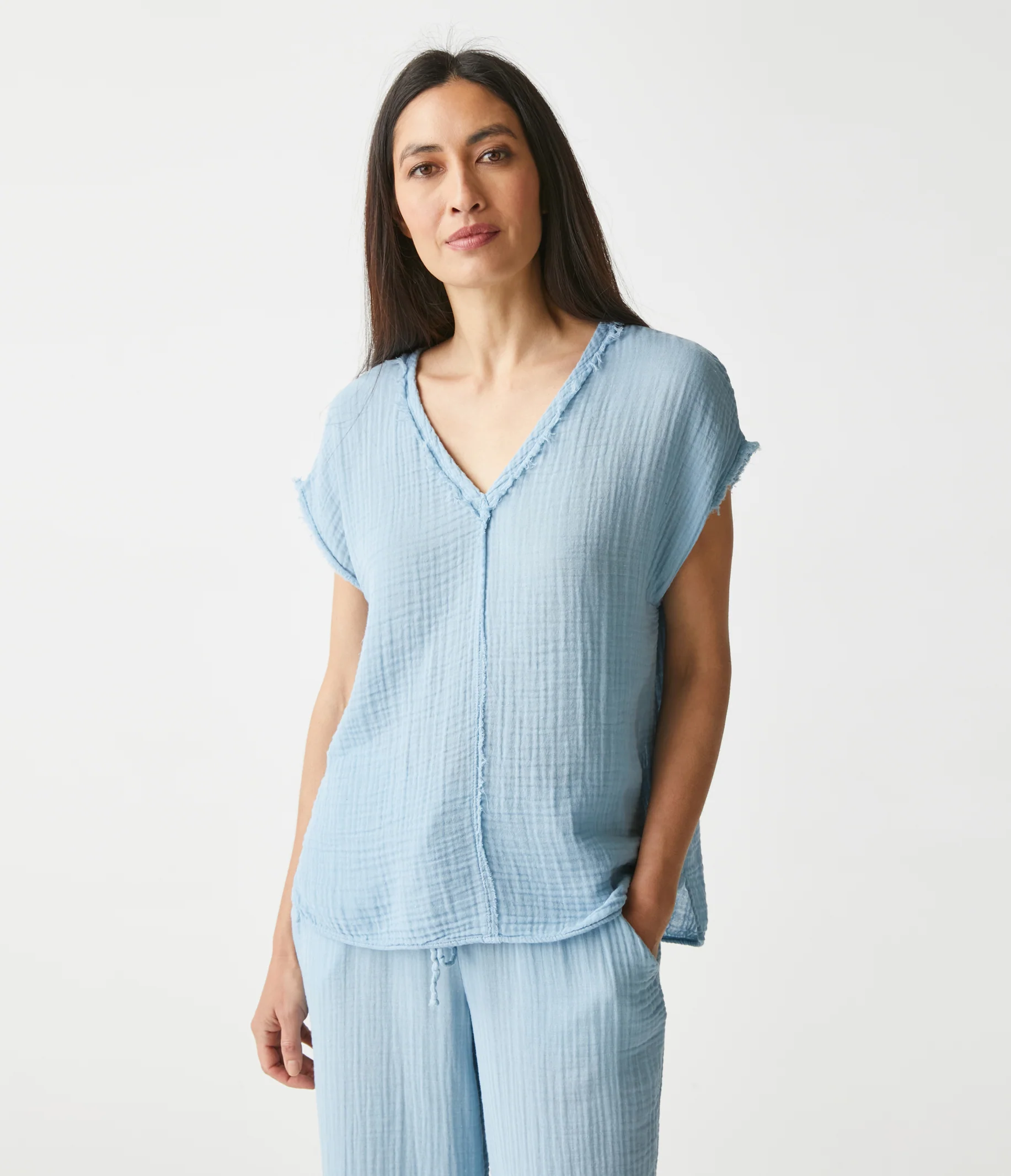 Draya Gauze V-Neck Top - Image 56