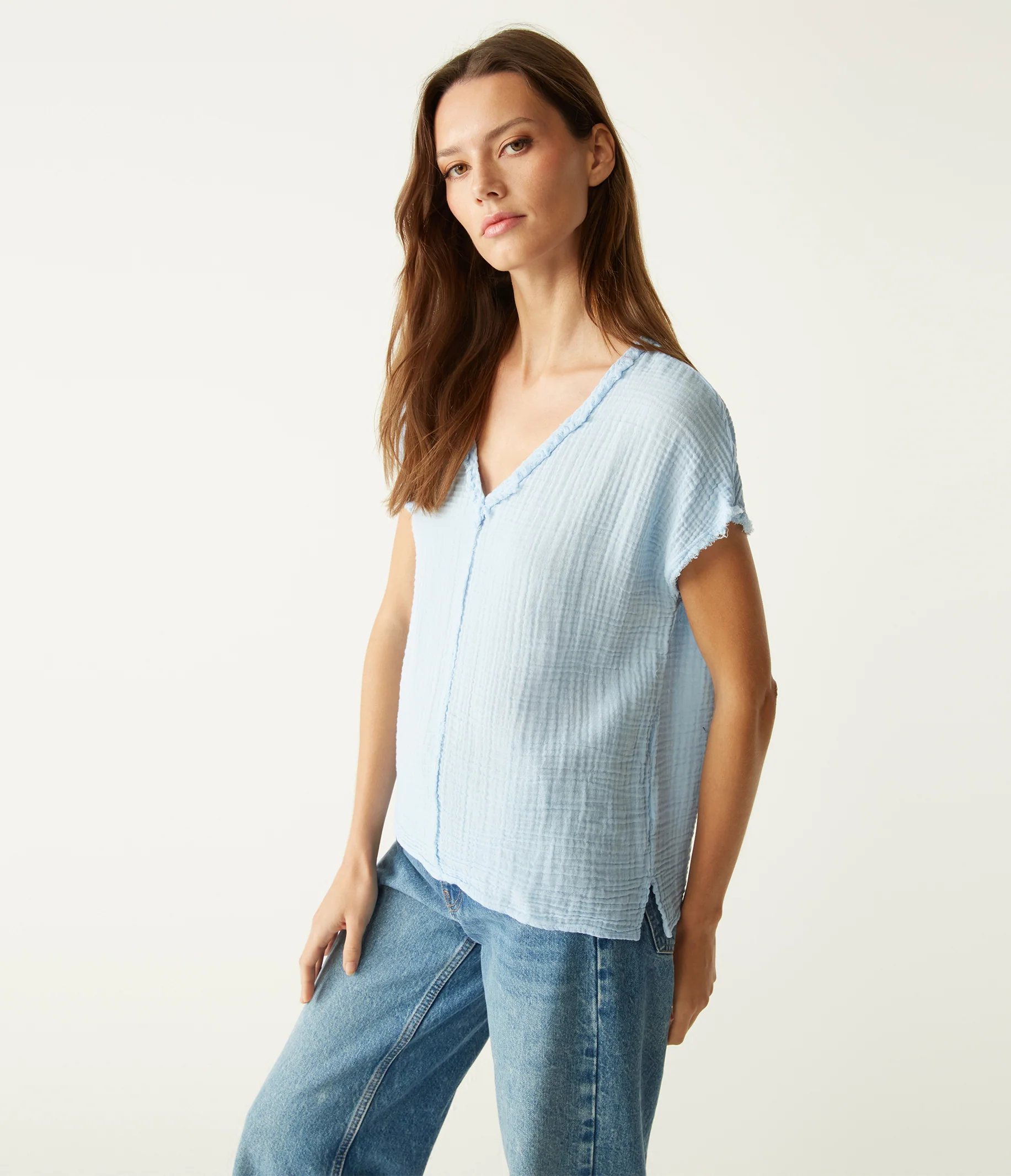 Draya Gauze V-Neck Top - Image 81