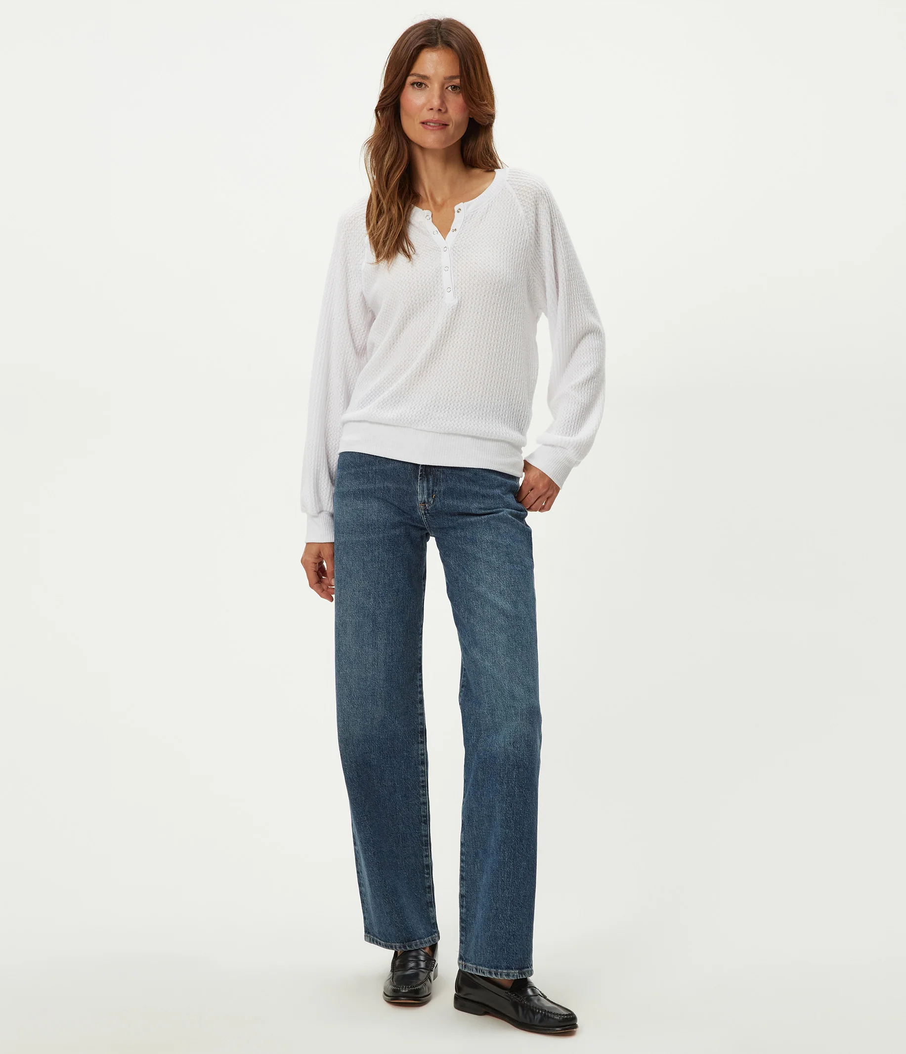 Eira Henley Brushed Waffle Top - Image 10