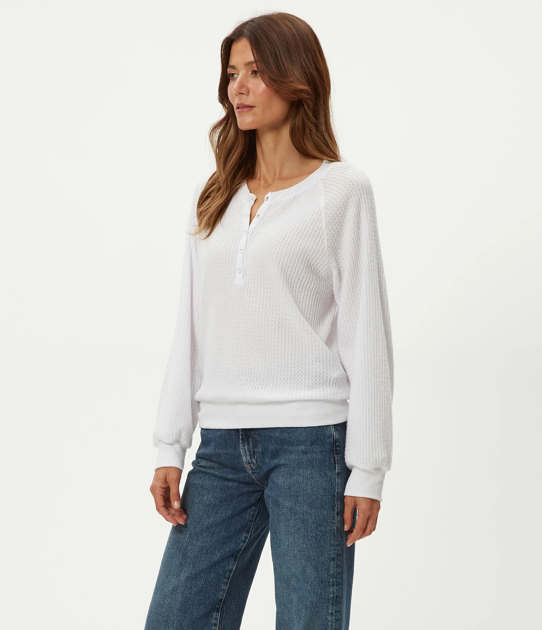 Eira Henley Brushed Waffle Top - Image 11