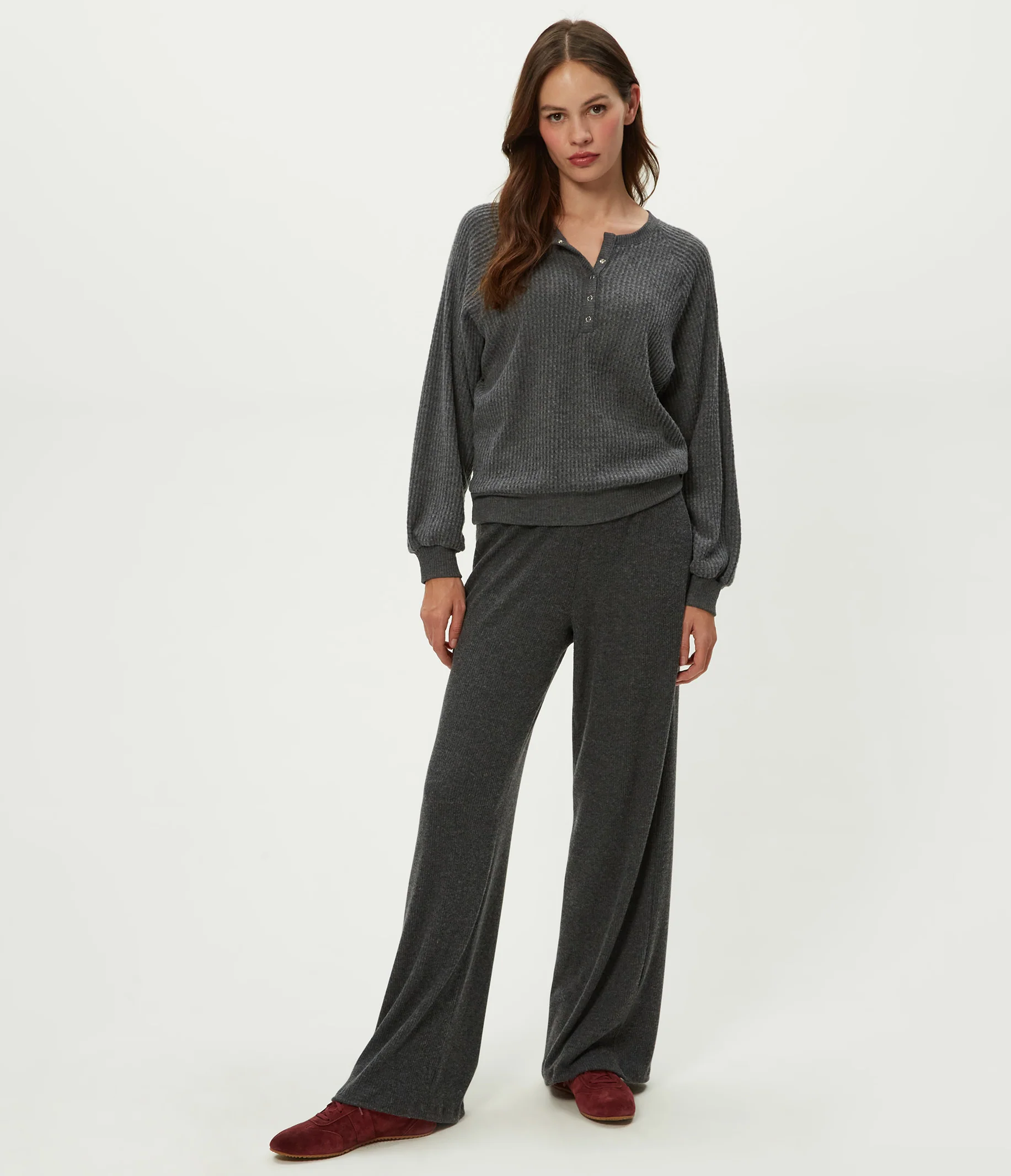 Eira Henley Brushed Waffle Top - Image 14