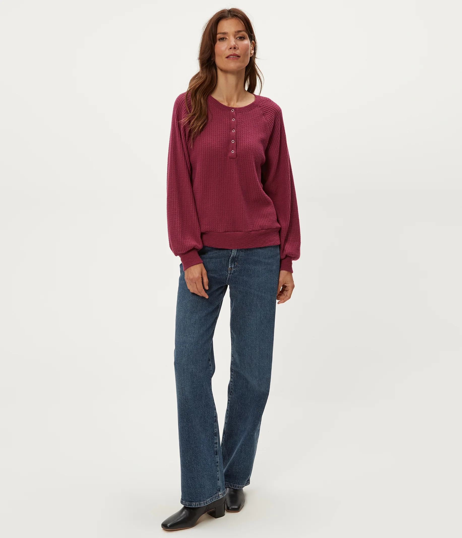 Eira Henley Brushed Waffle Top - Image 6