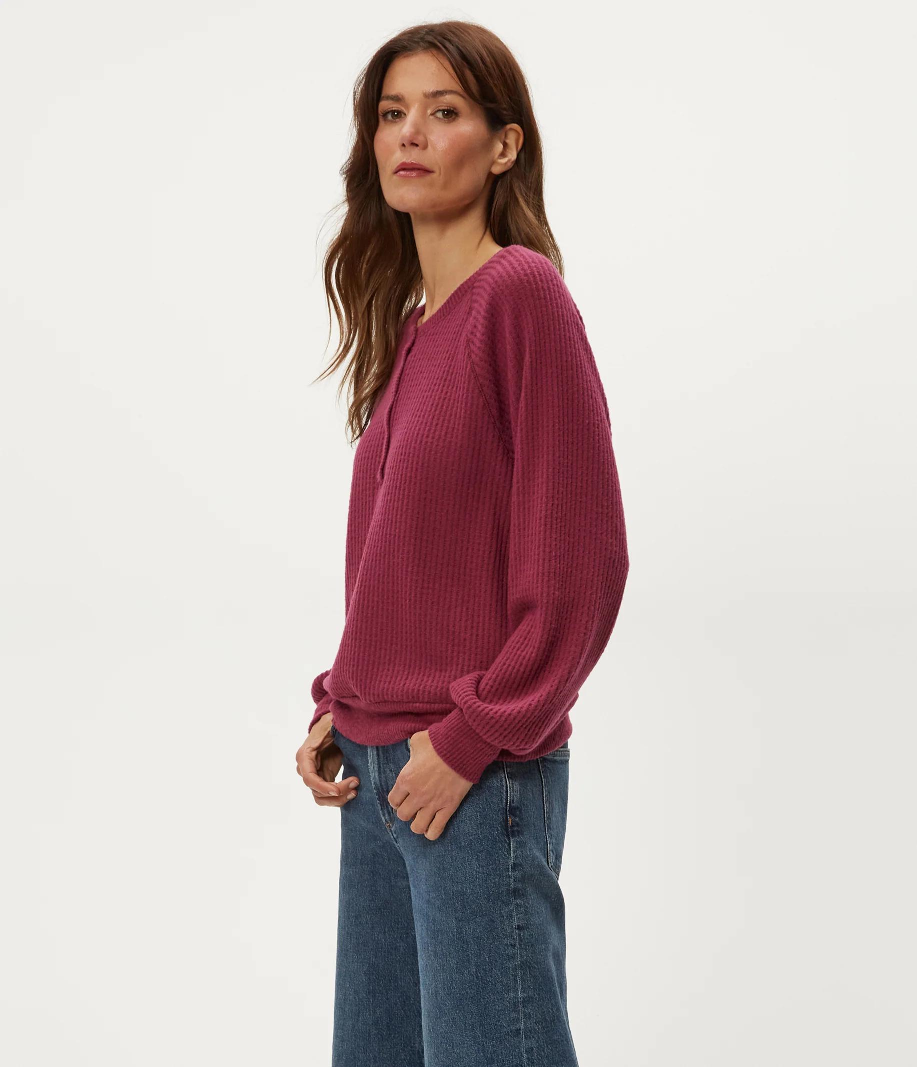 Eira Henley Brushed Waffle Top - Image 7