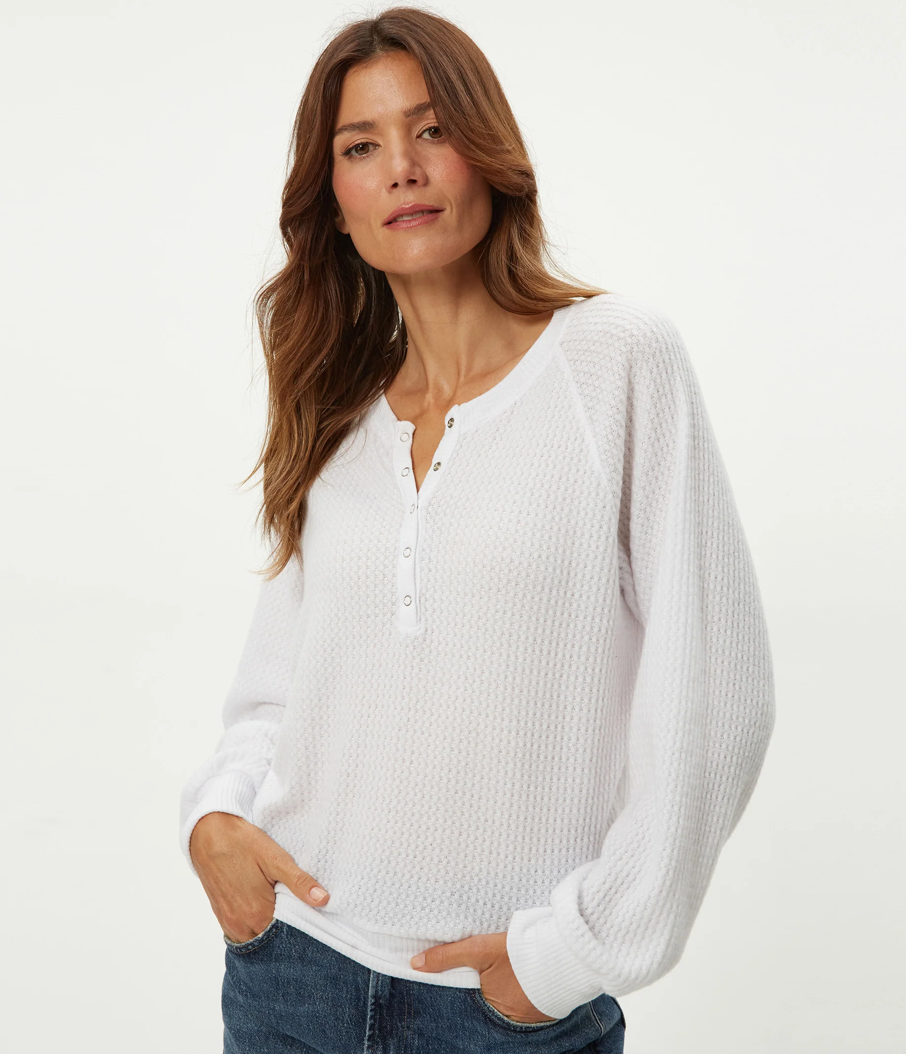 Eira Henley Brushed Waffle Top - Image 9