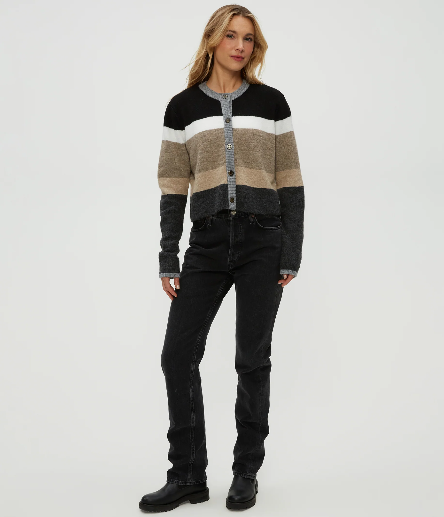 Fiona Stripe Crewneck Cardigan - Image 2