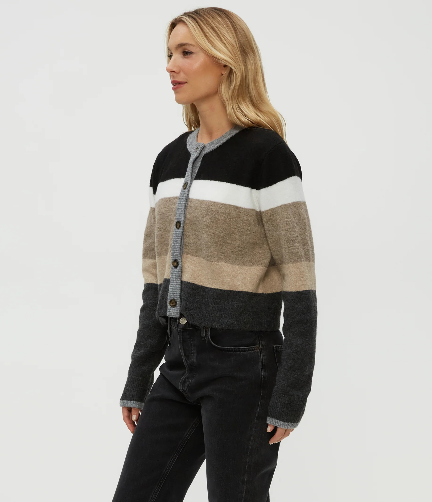 Fiona Stripe Crewneck Cardigan - Image 3