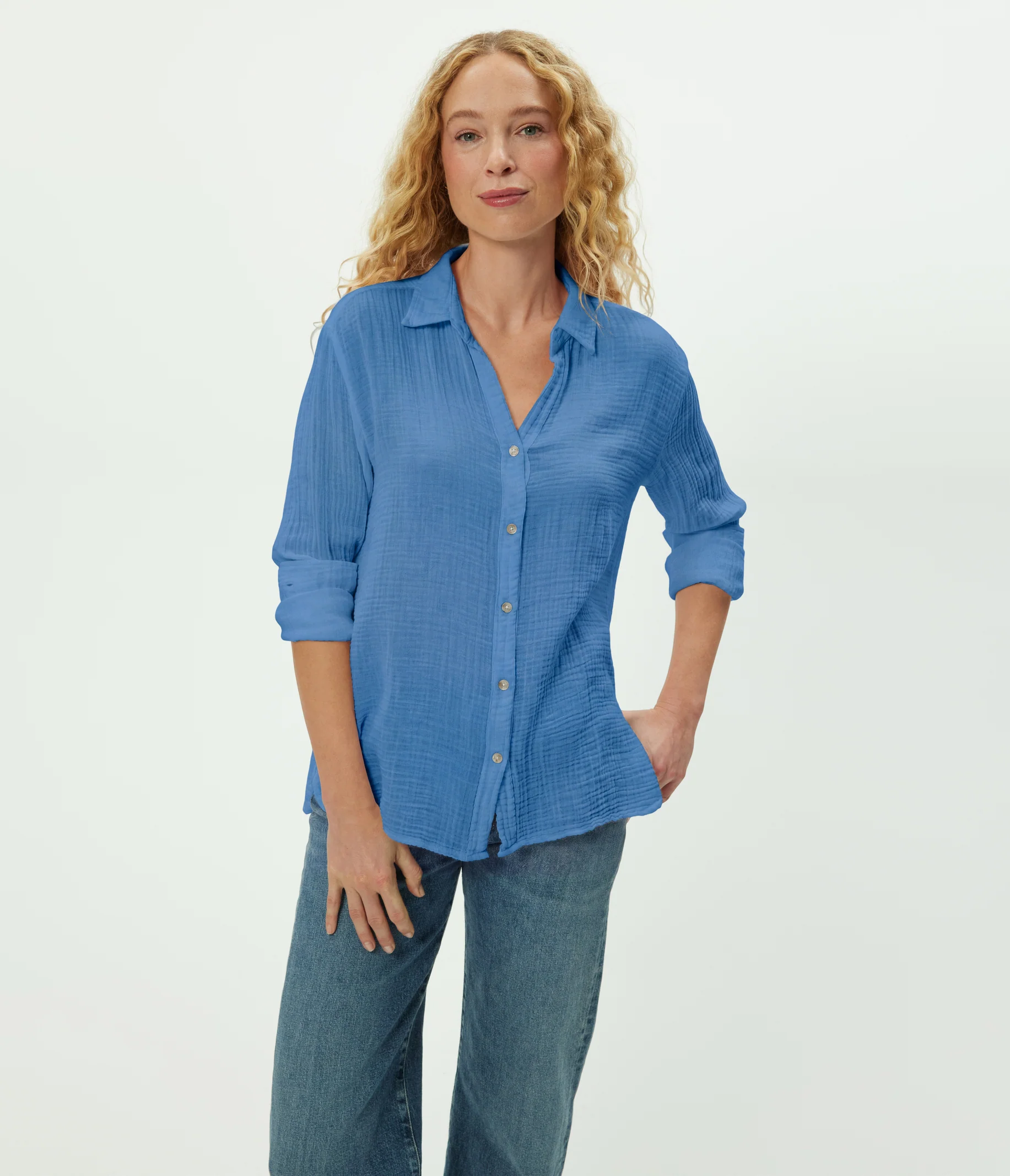 Leo Gauze Button Down Shirt - Image 86