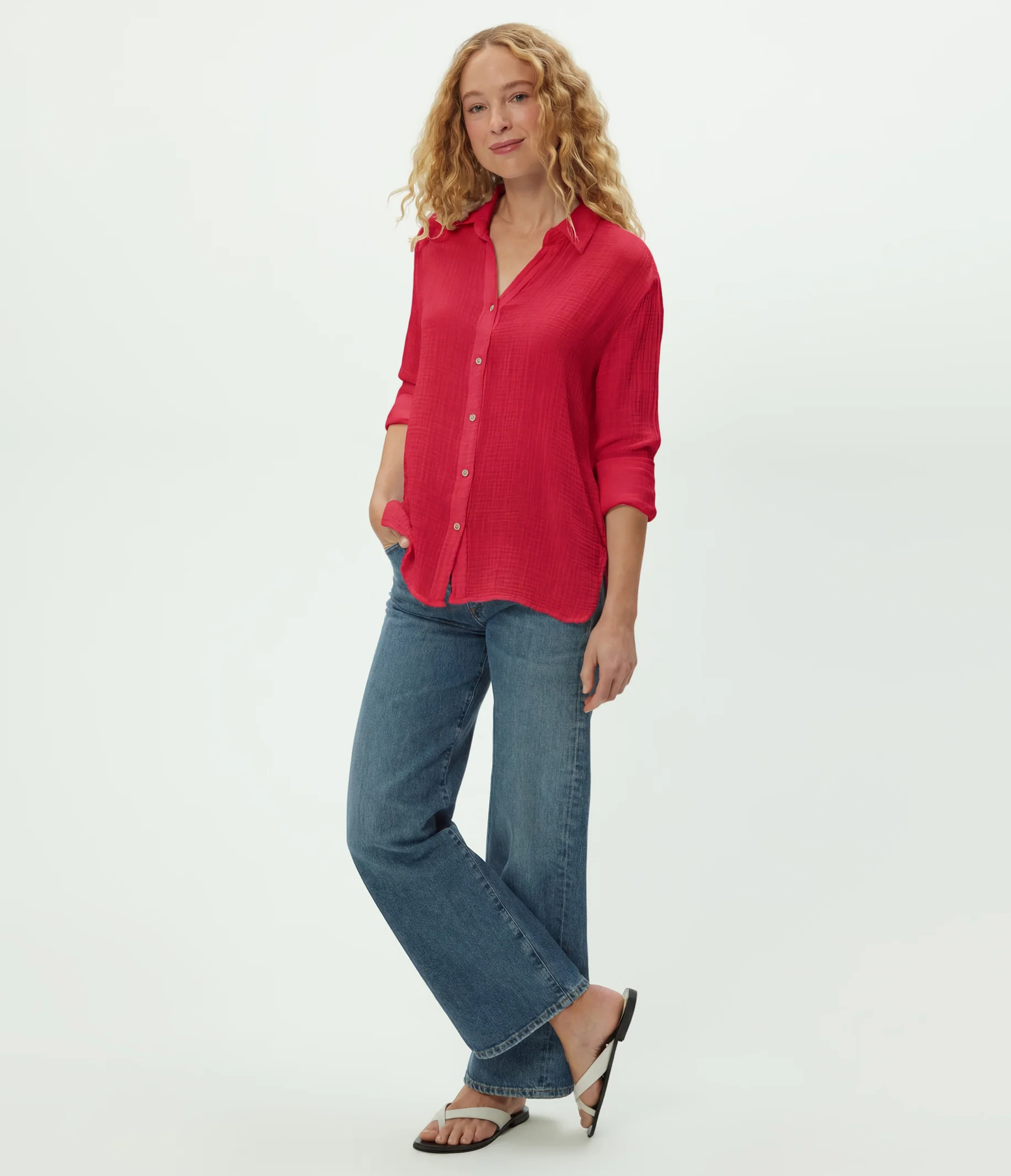 Leo Gauze Button Down Shirt - Image 90