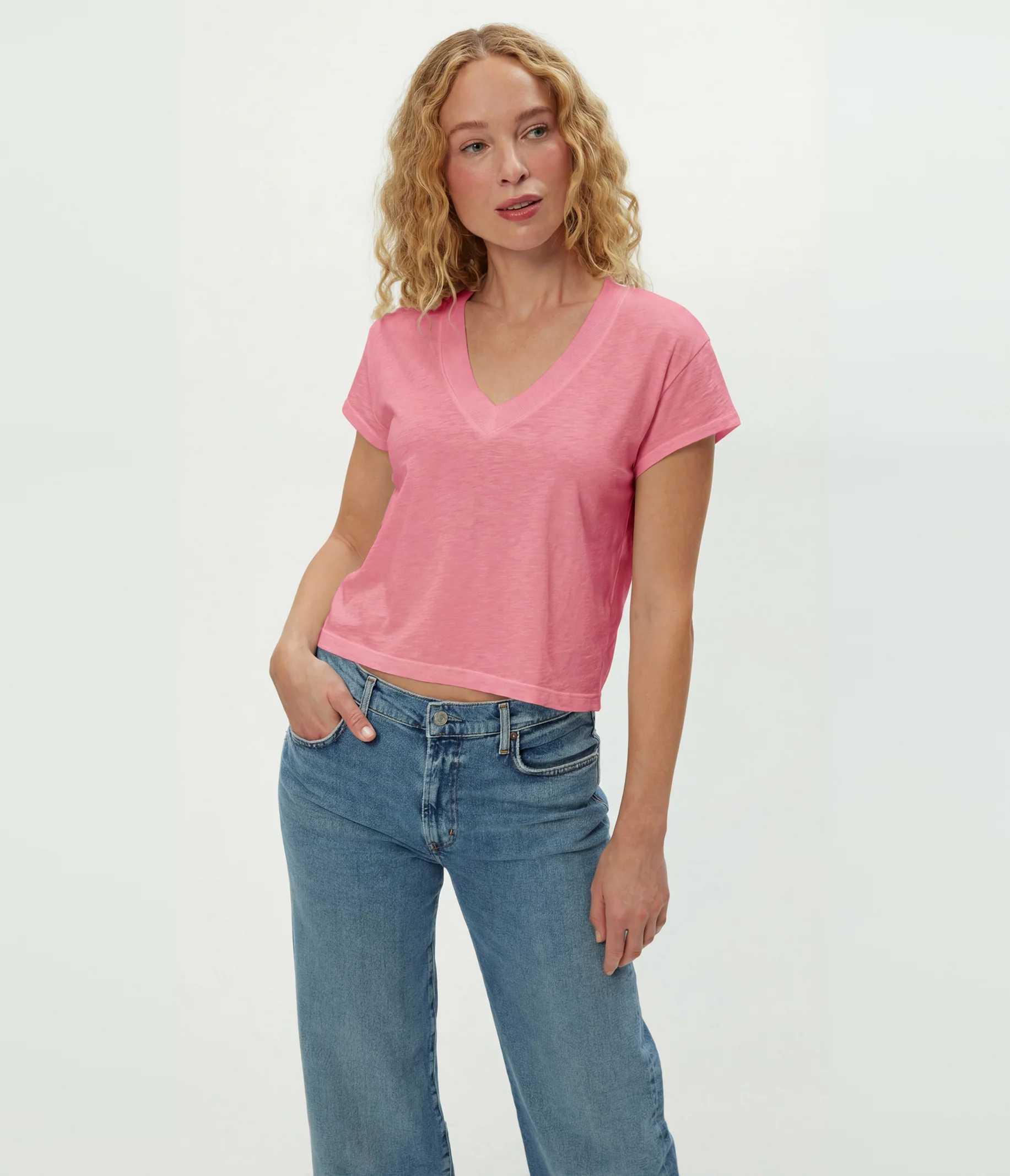 Harlan Cropped V-Neck Tee - Image 12