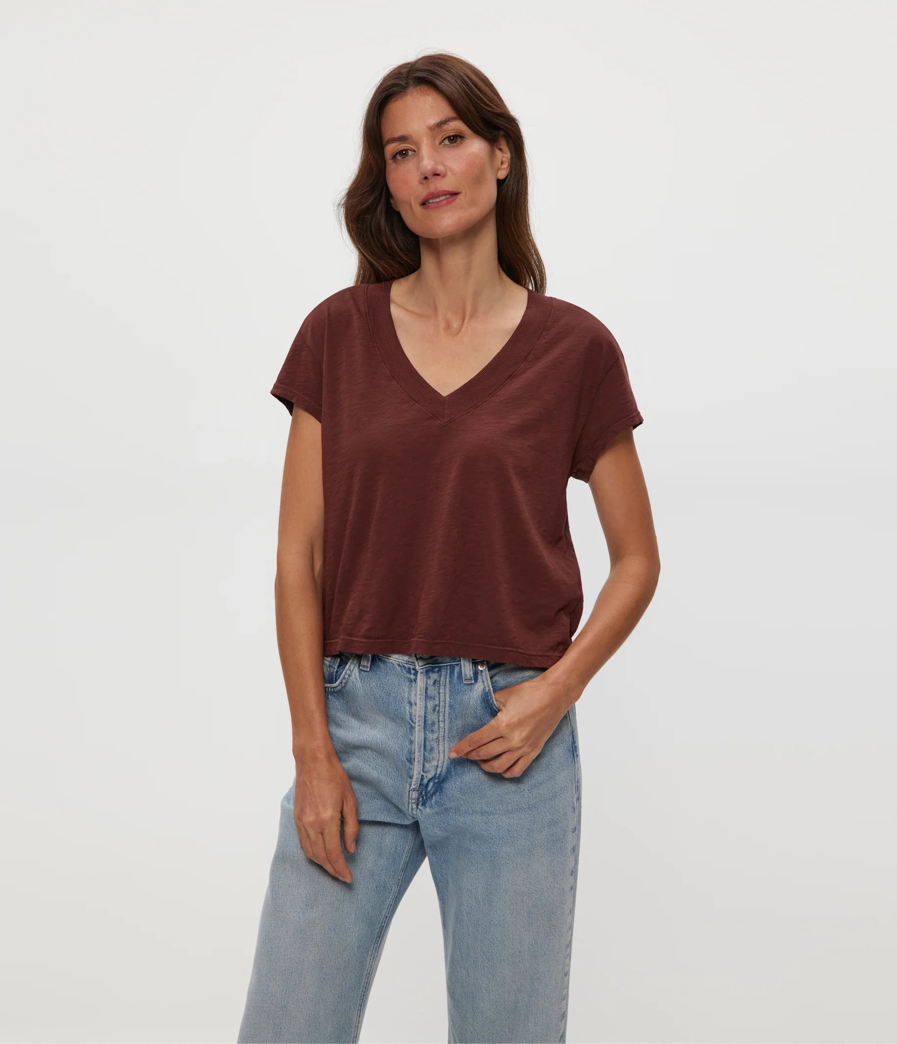 Harlan Cropped V-Neck Tee - Image 24