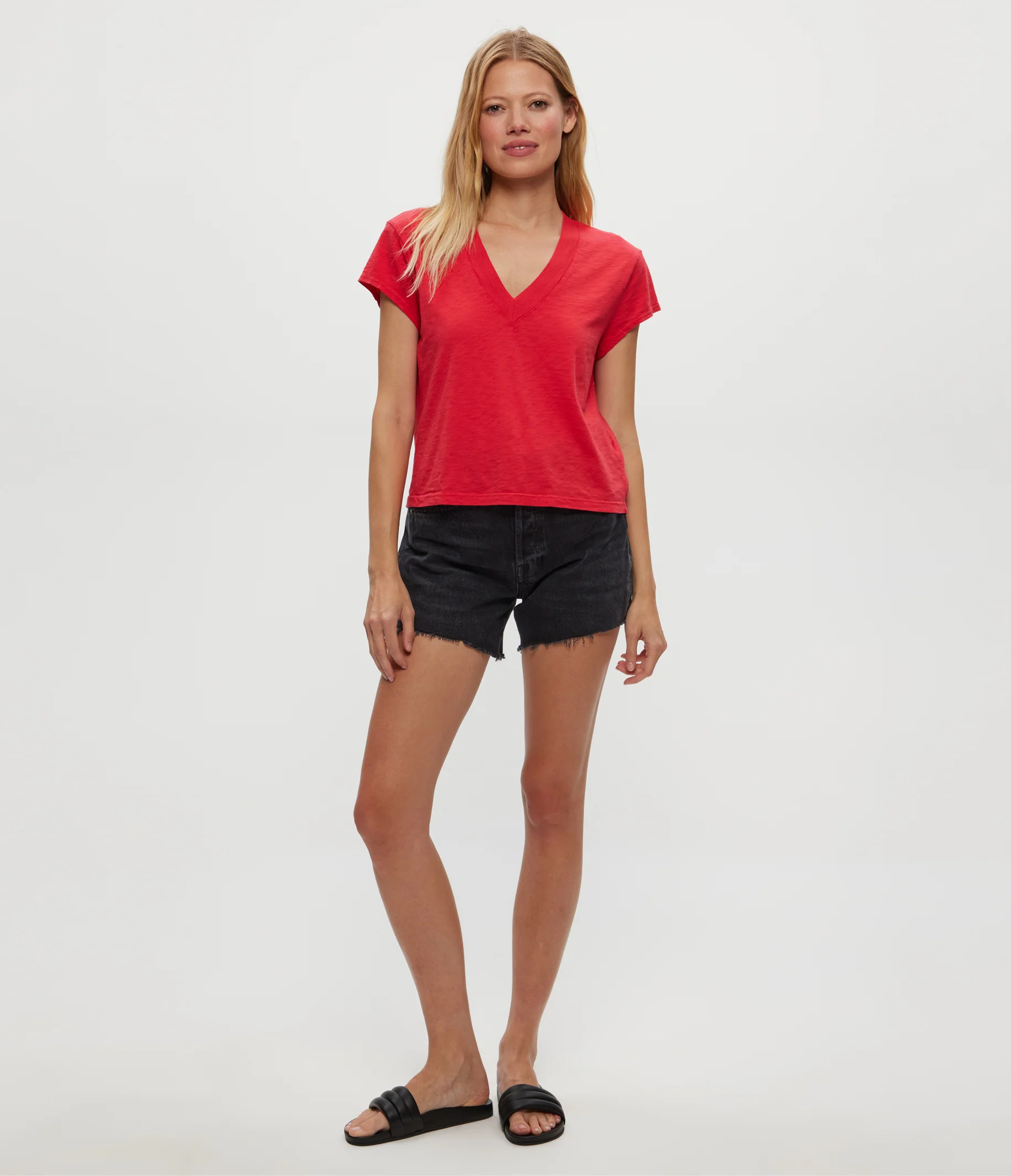 Harlan Cropped V-Neck Tee - Image 29