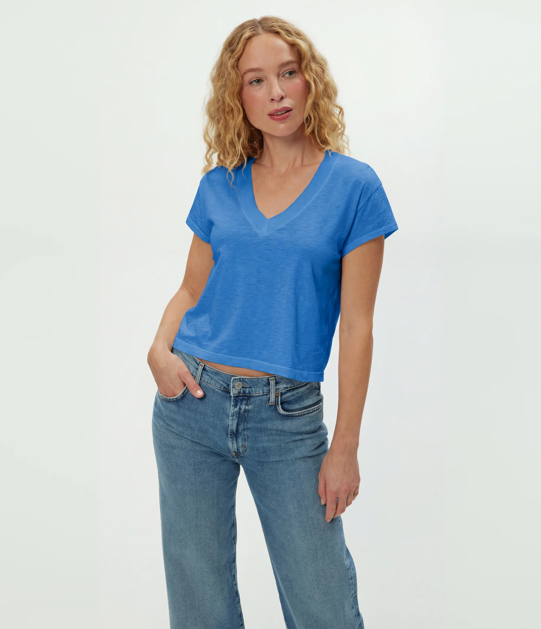 Harlan Cropped V-Neck Tee - Image 3