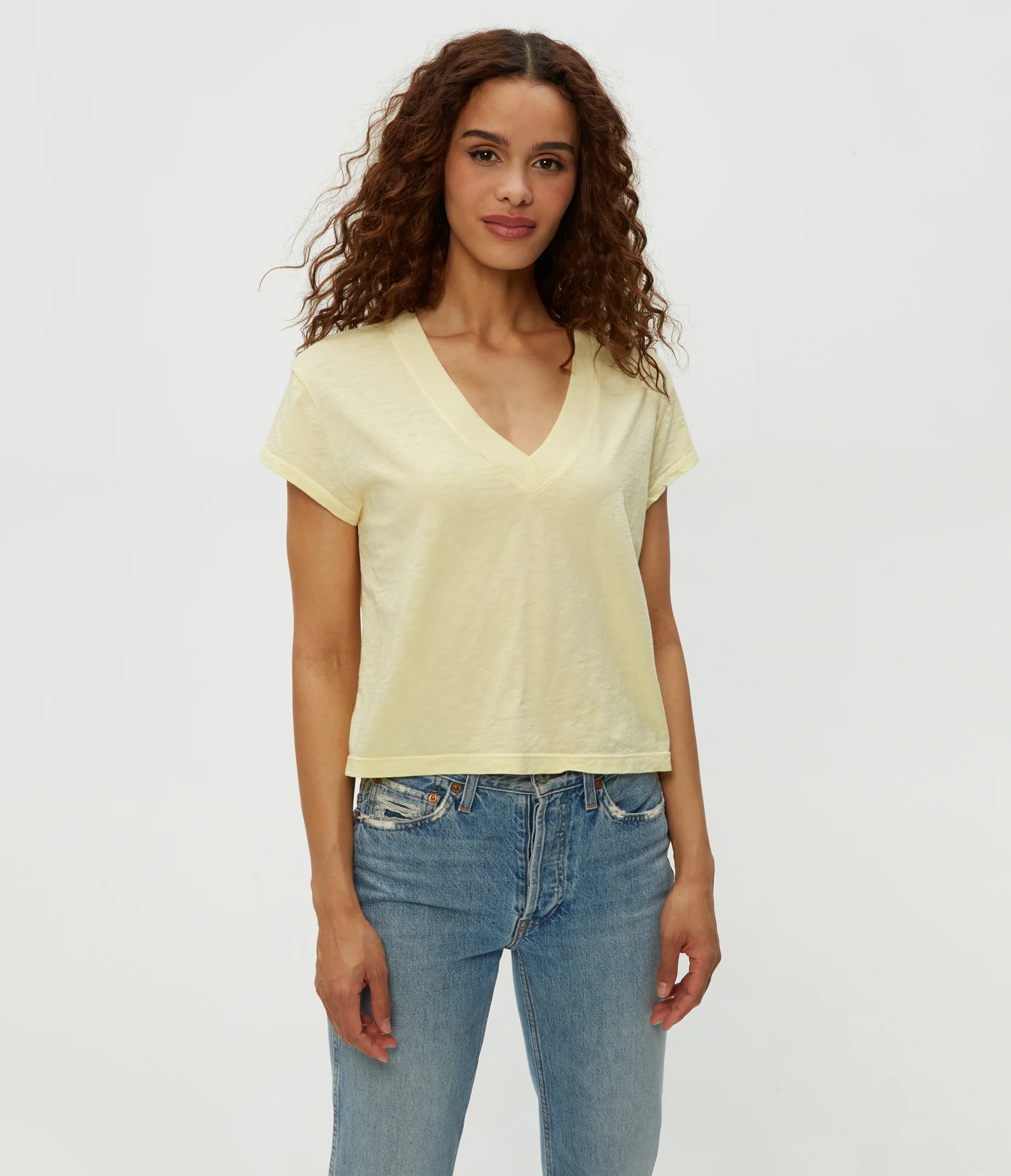 Harlan Cropped V-Neck Tee - Image 36