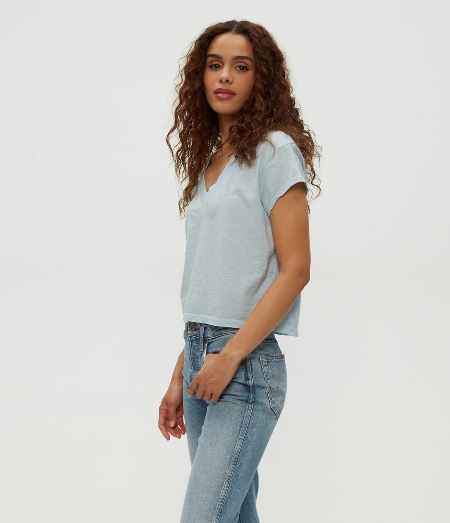 Harlan Cropped V-Neck Tee - Image 42