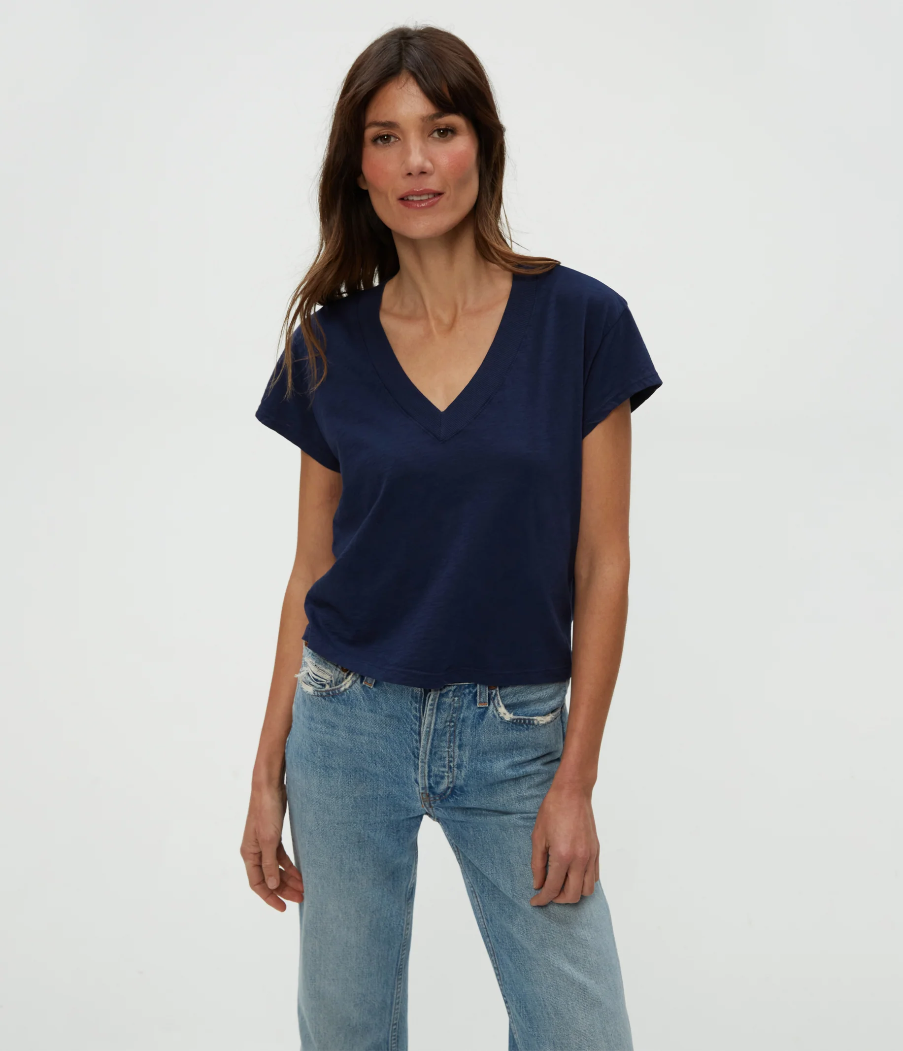 Harlan Cropped V-Neck Tee - Image 48