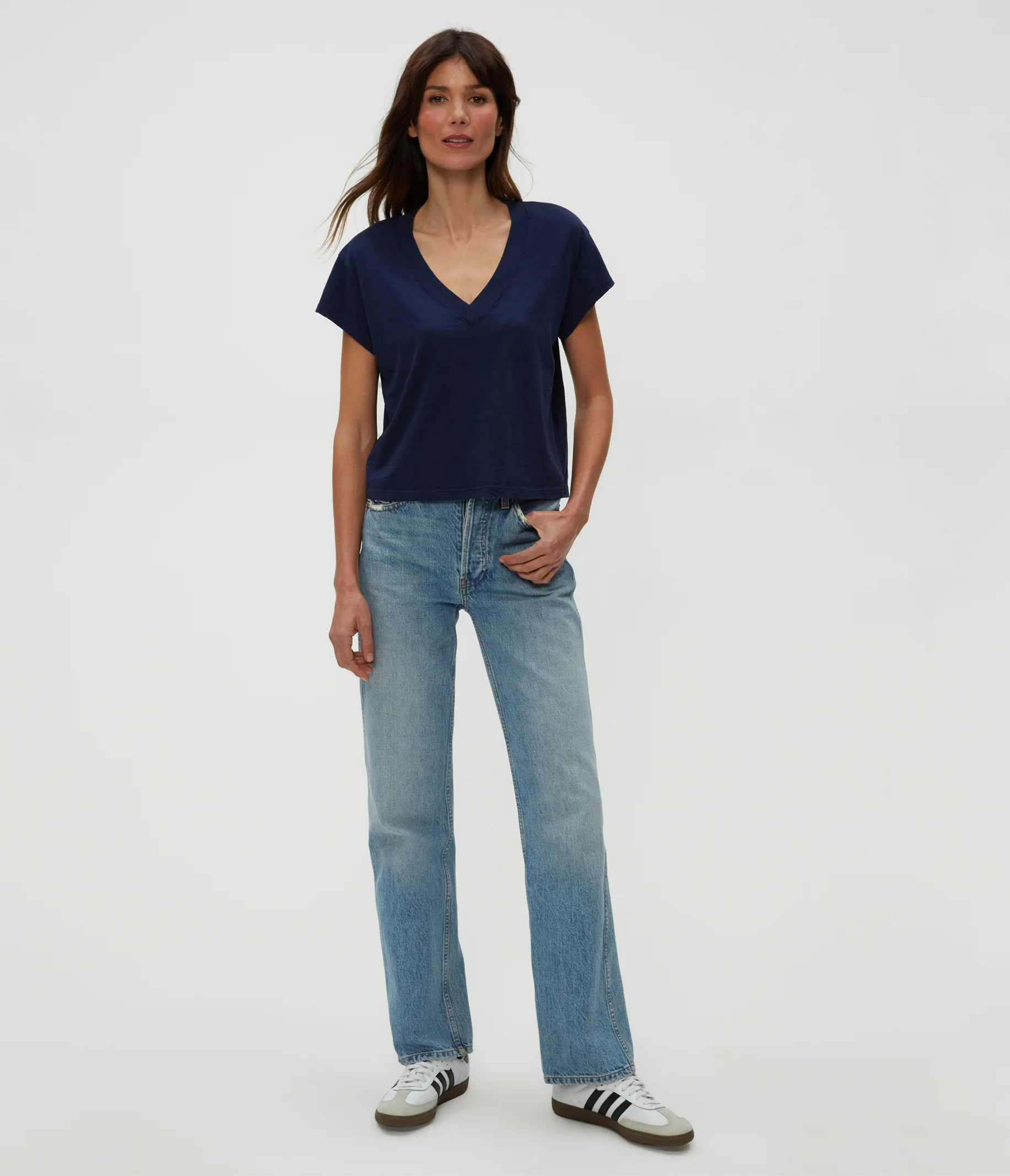 Harlan Cropped V-Neck Tee - Image 49