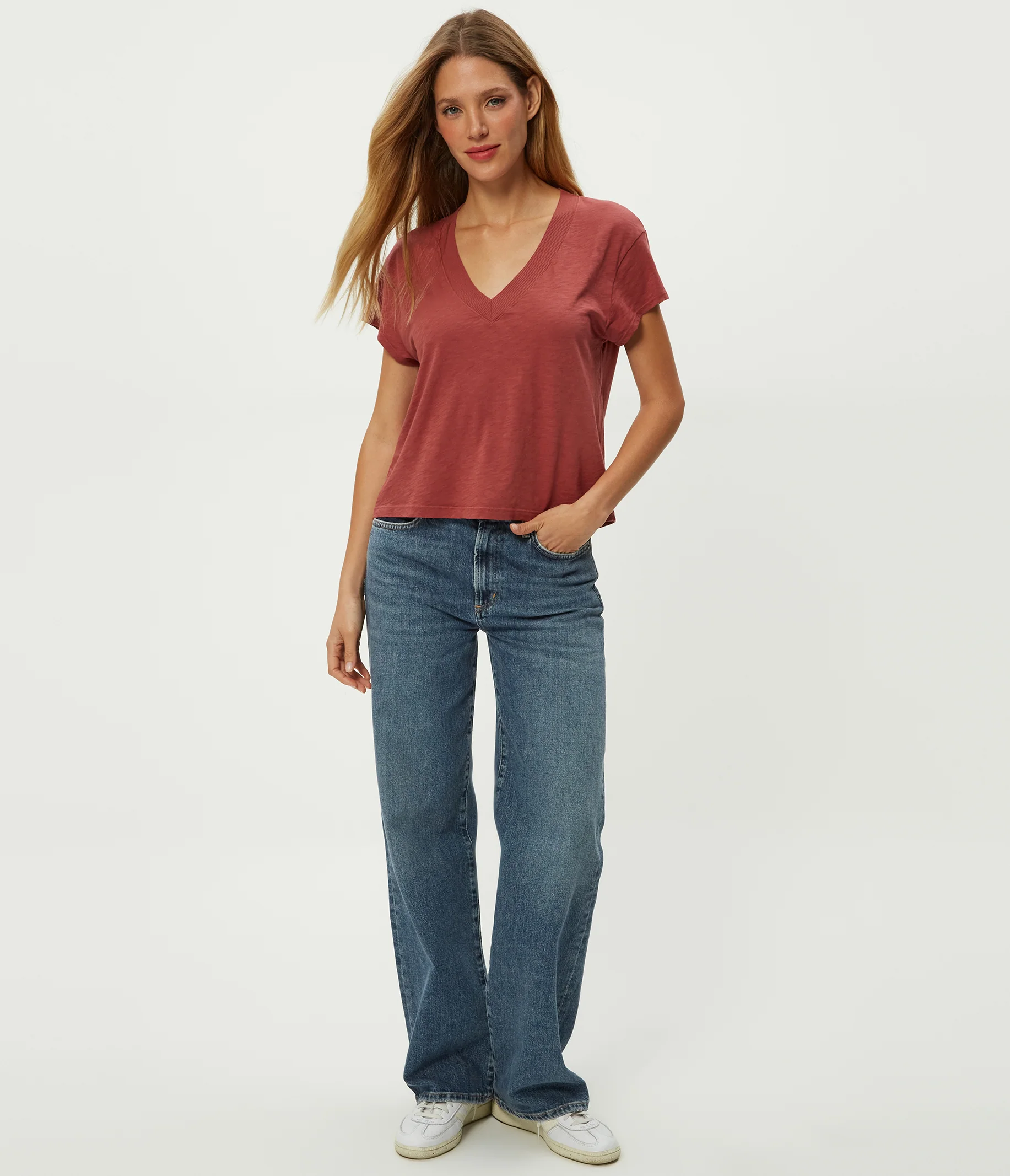 Harlan Cropped V-Neck Tee - Image 54