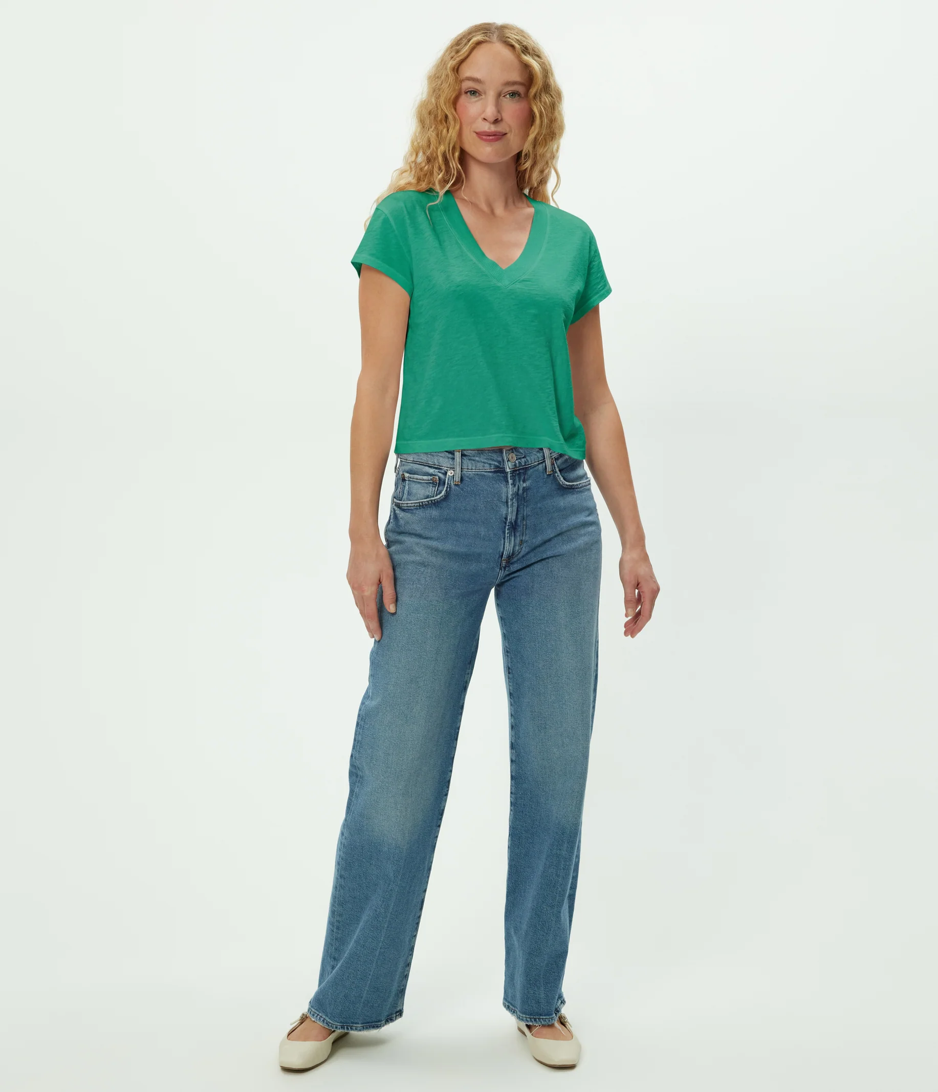 Harlan Cropped V-Neck Tee - Image 66