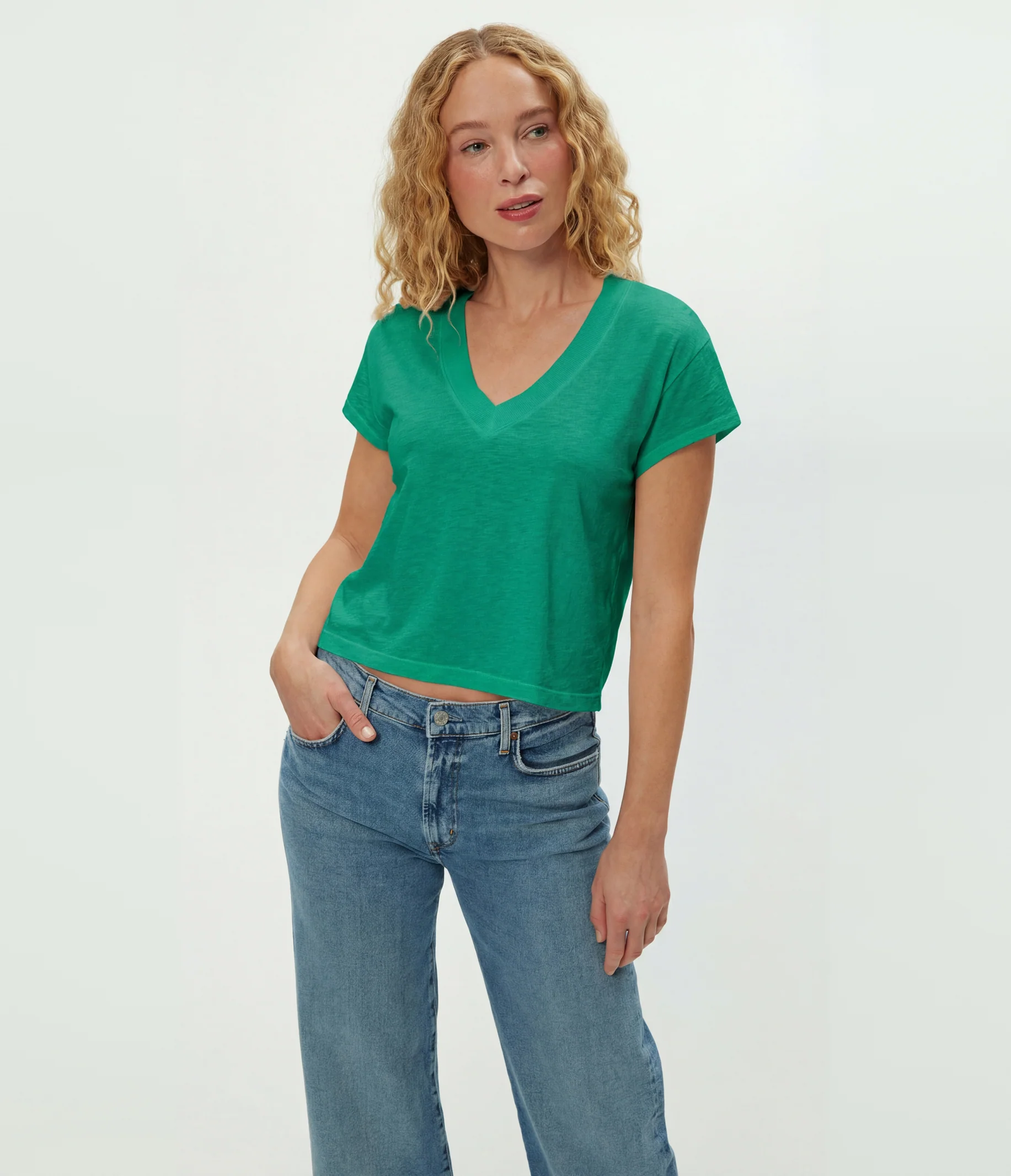 Harlan Cropped V-Neck Tee - Image 67