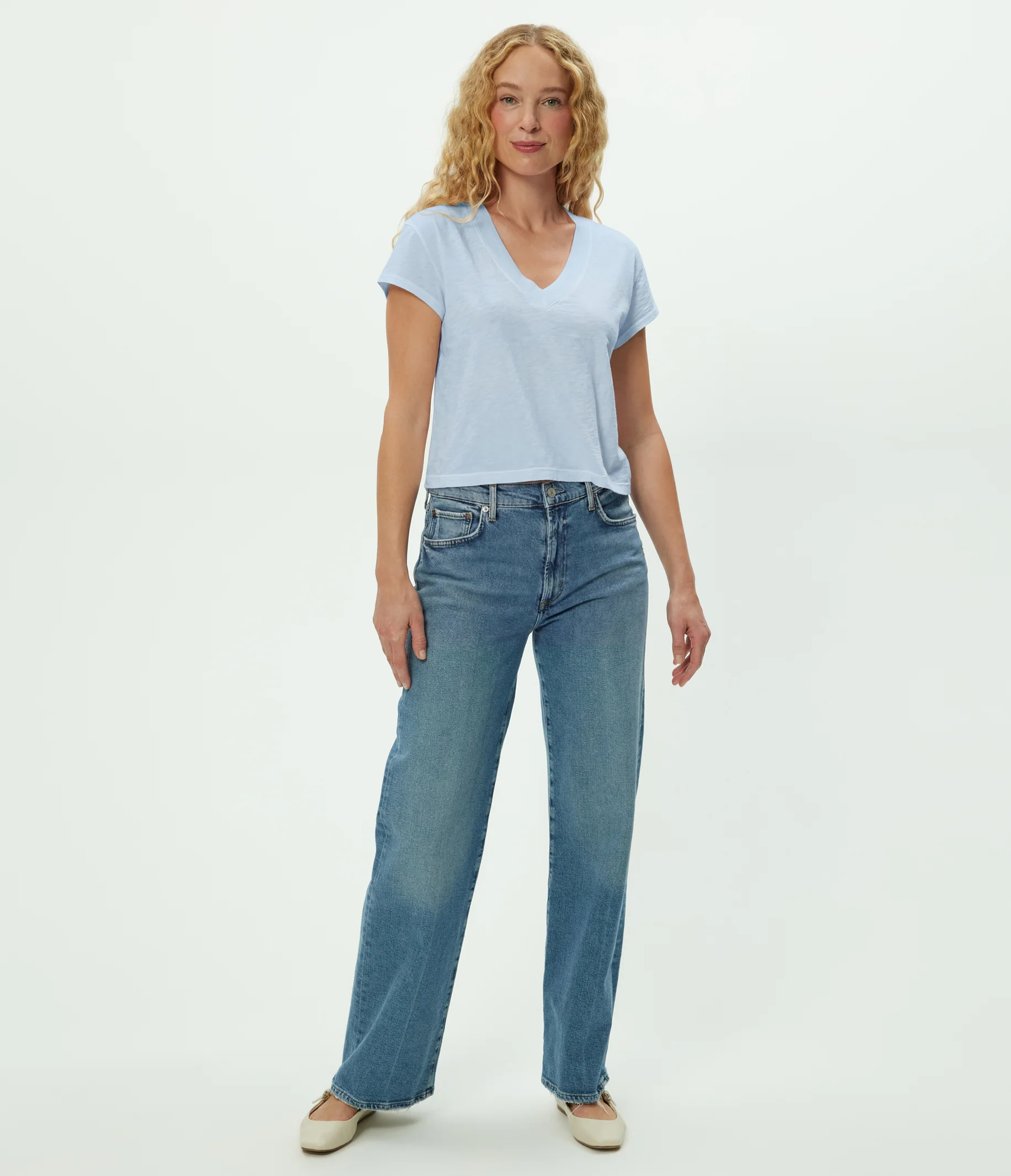Harlan Cropped V-Neck Tee - Image 71