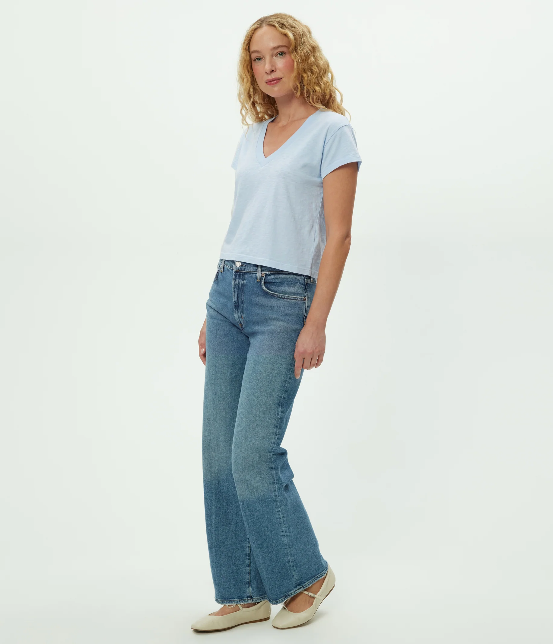 Harlan Cropped V-Neck Tee - Image 73