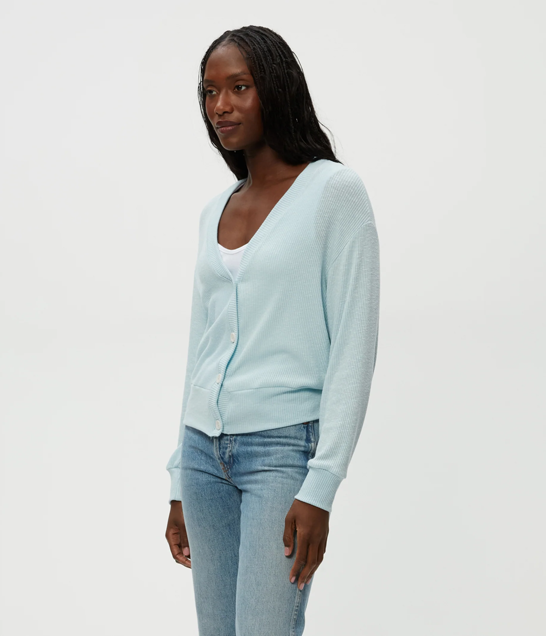 Isla V-Neck Ribbed Cardigan - Image 11