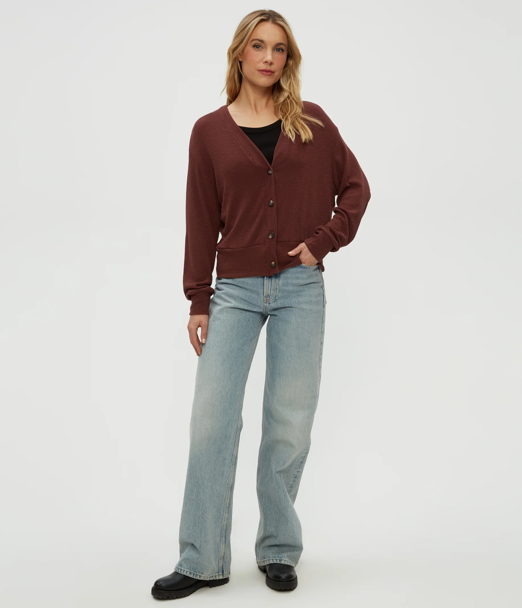 Isla V-Neck Ribbed Cardigan - Image 2