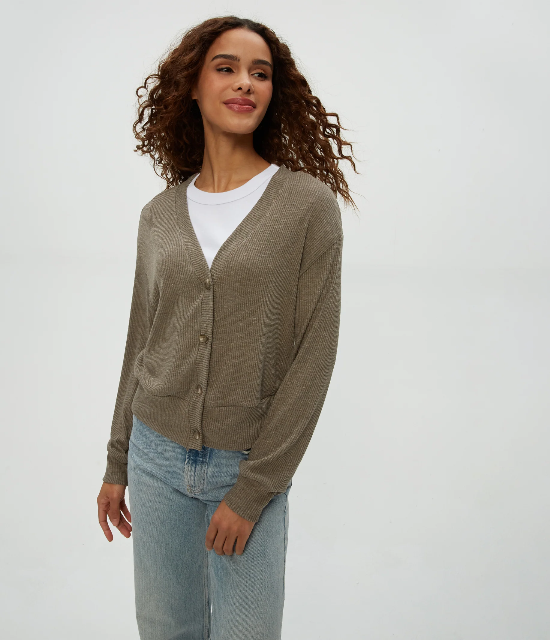 Isla V-Neck Ribbed Cardigan - Image 5