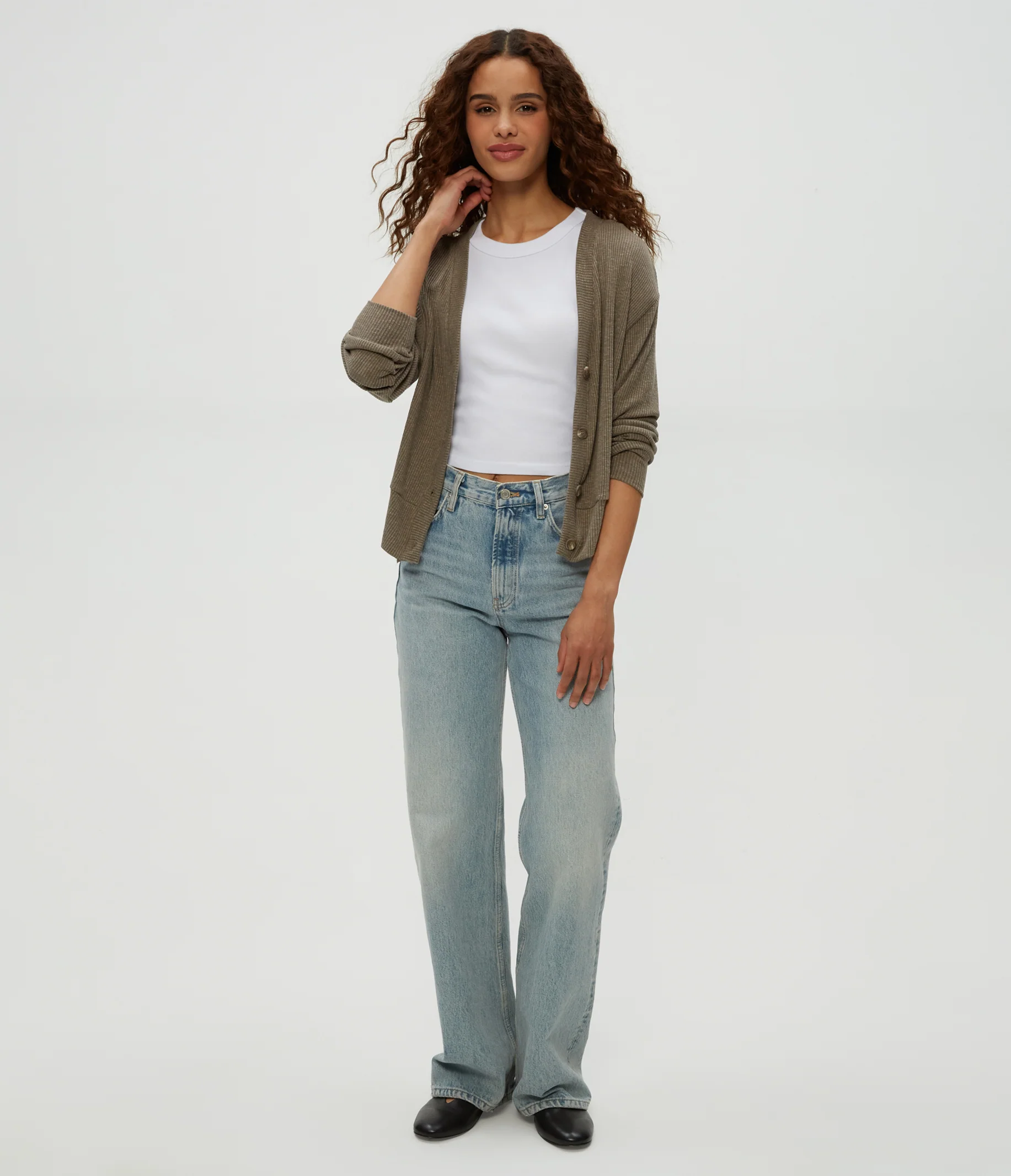 Isla V-Neck Ribbed Cardigan - Image 6