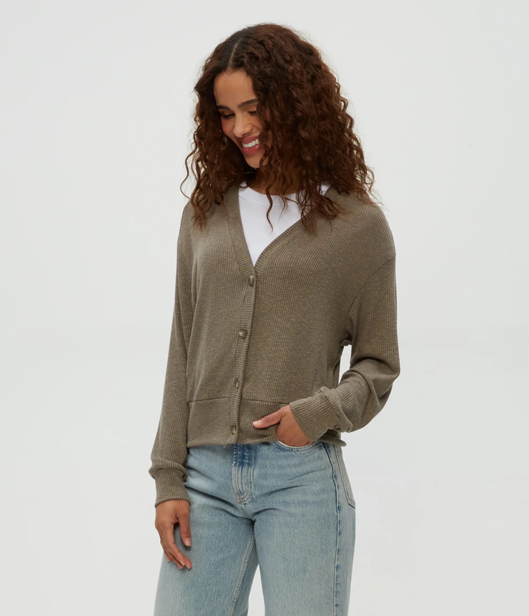 Isla V-Neck Ribbed Cardigan - Image 7