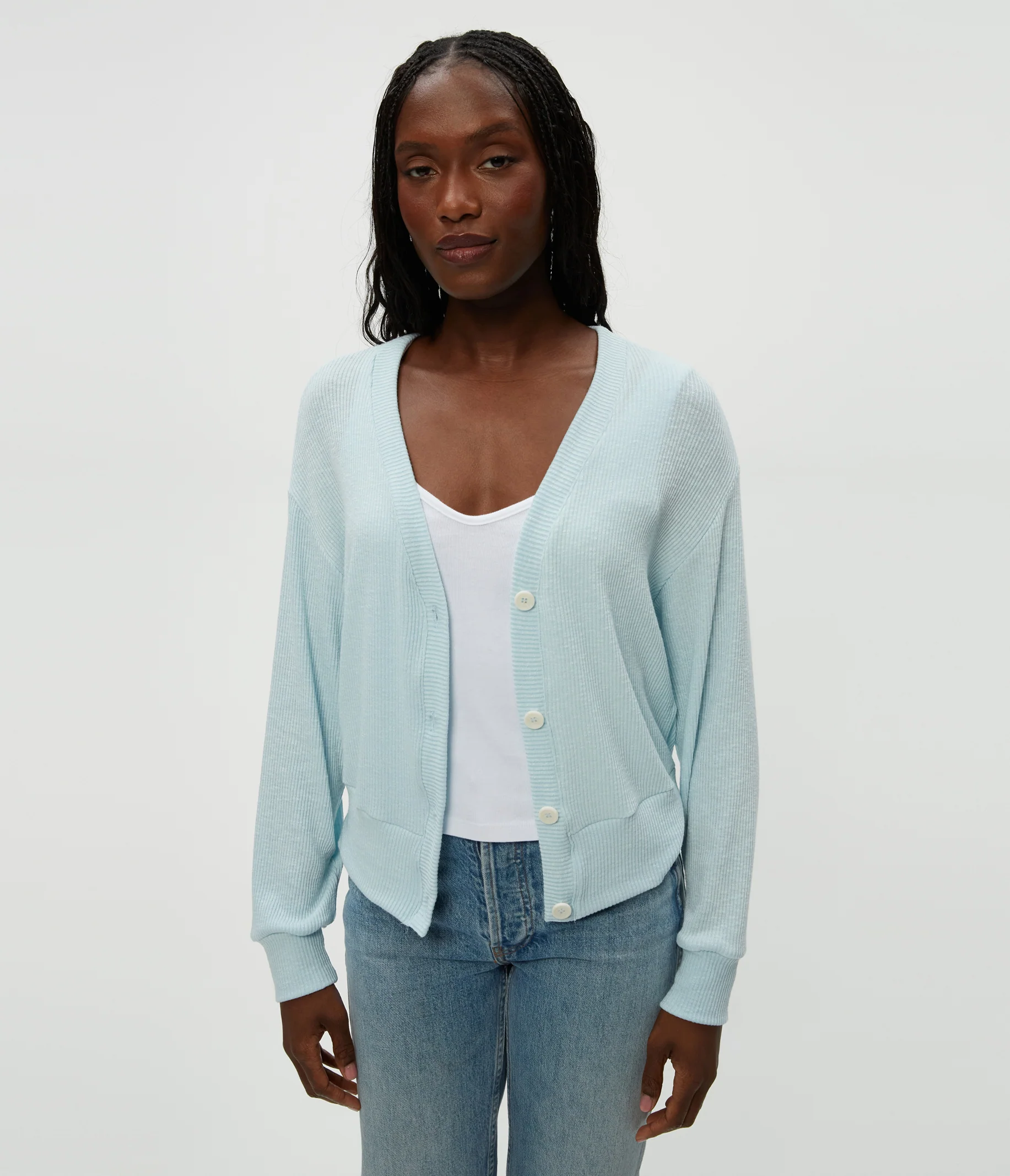 Isla V-Neck Ribbed Cardigan - Image 9
