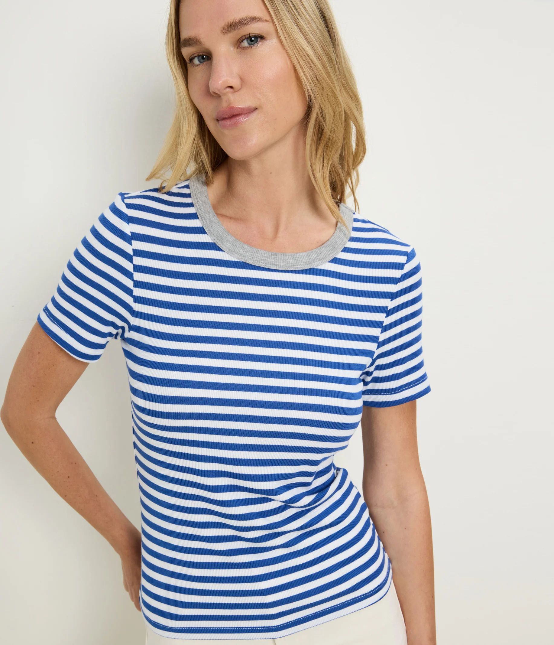Jenny Striped Ribbed Ringer Tee - Image 9