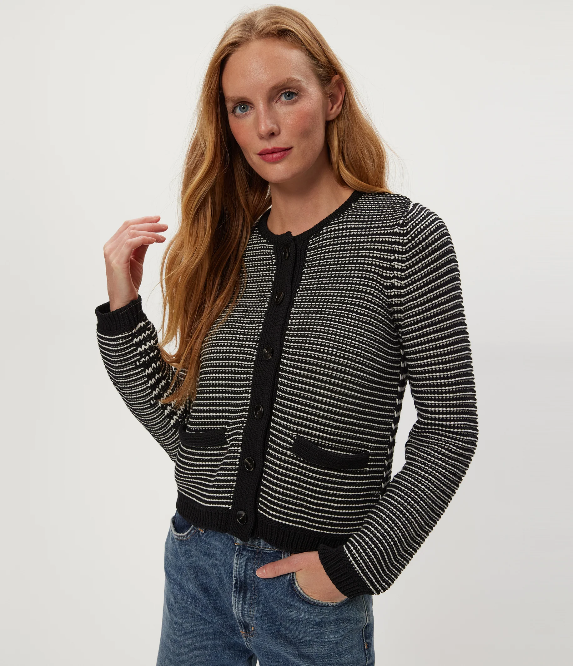 Kaden Striped Crewneck Cardigan