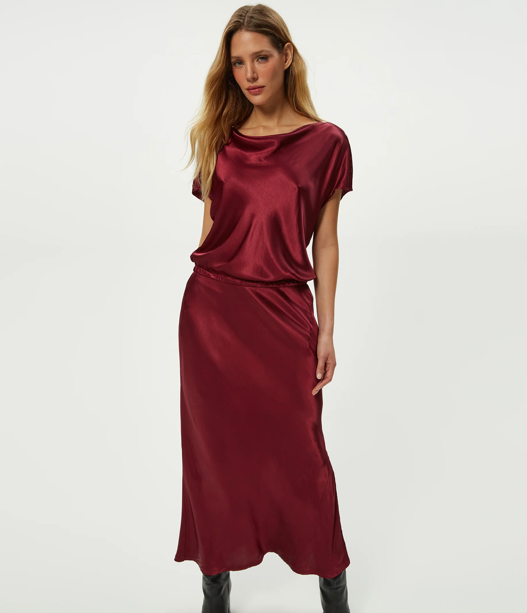 Karter Satin Midi Dress - Image 9